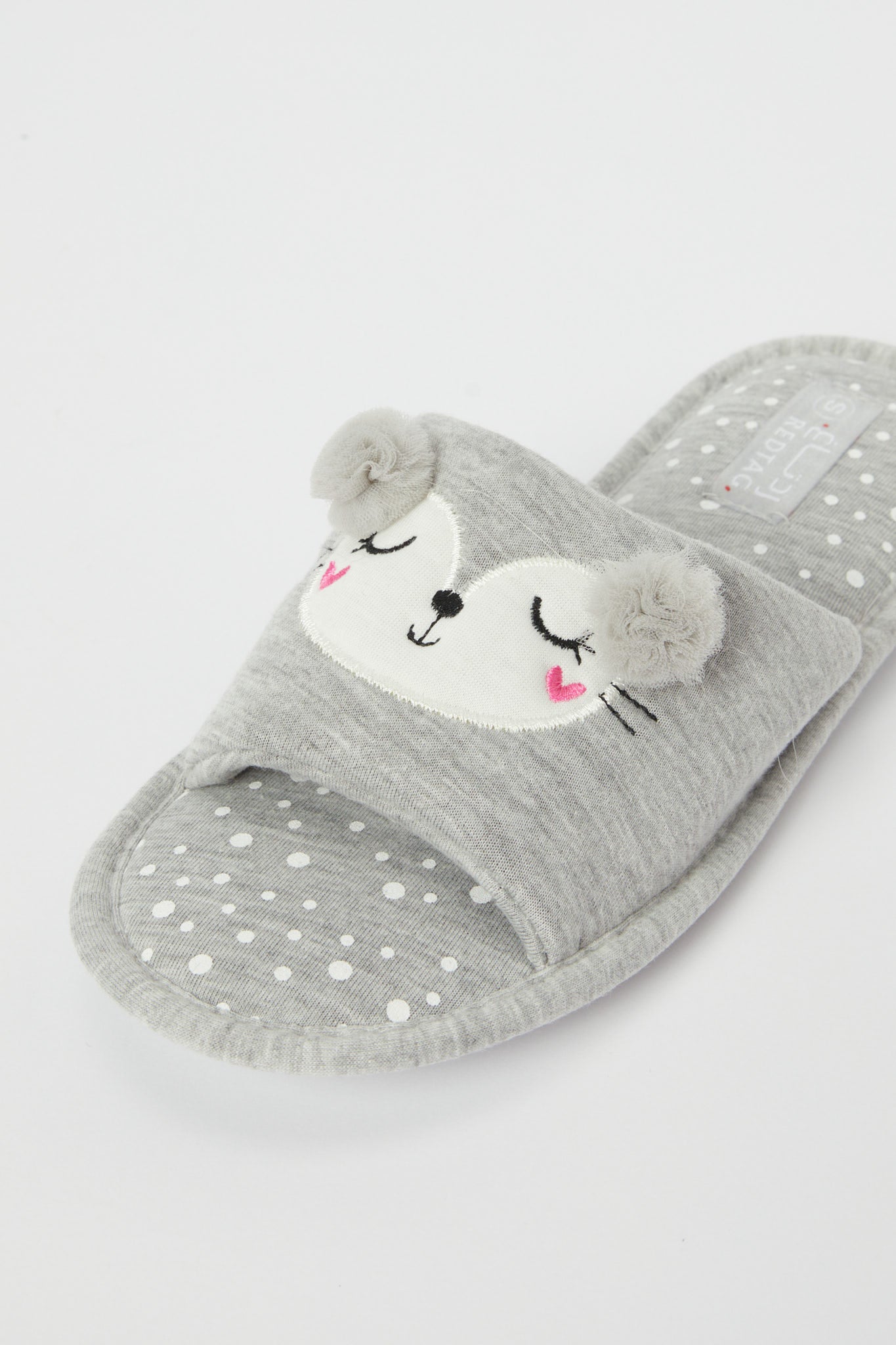 Redtag-Grey-Animal-Face-Slipper-Category:Shoes,-CHR,-Colour:Grey,-Deals:New-In,-Filter:Women's-Footwear,-H1:FOO,-H2:LAD,-H3:SLI,-H4:SLI,-New-In-Women-FOO,-Non-Sale,-S23B,-Season:S23B,-Section:Women,-Women-Slippers-Women's-