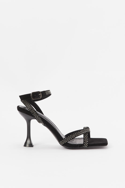 Redtag-Black-Velvet-Embellished-Sandal-Category:Shoes,-Colour:Black,-Deals:New-In,-Filter:Women's-Footwear,-H1:FOO,-H2:LAD,-H3:SAF,-H4:SAN,-Heels,-LEC-Sandals,-New-In-Women-FOO,-Non-Sale,-Promo:RMD,-RMD,-S23B,-Season:S23B,-Section:Women-Women's-