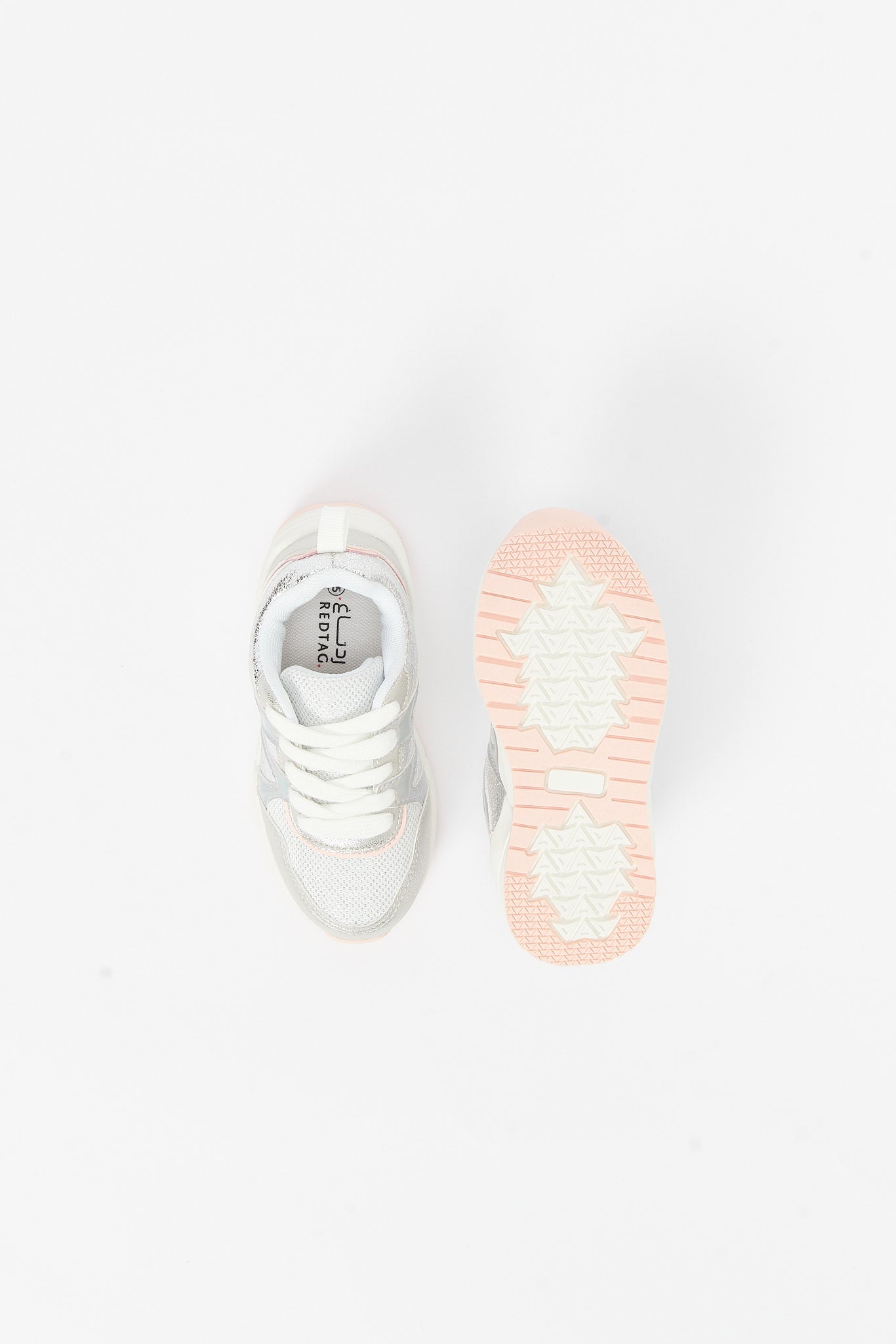 Redtag-Silver-Lae-Up-Sneaker-Category:Shoes,-Colour:Silver,-Deals:New-In,-Filter:Girls-Footwear-(3-to-5-Yrs),-GIR-Trainers,-New-In-GIR-FOO,-Non-Sale,-RMD,-S23B,-Section:Girls-(0-to-14Yrs)-Girls-3 to 5 Years
