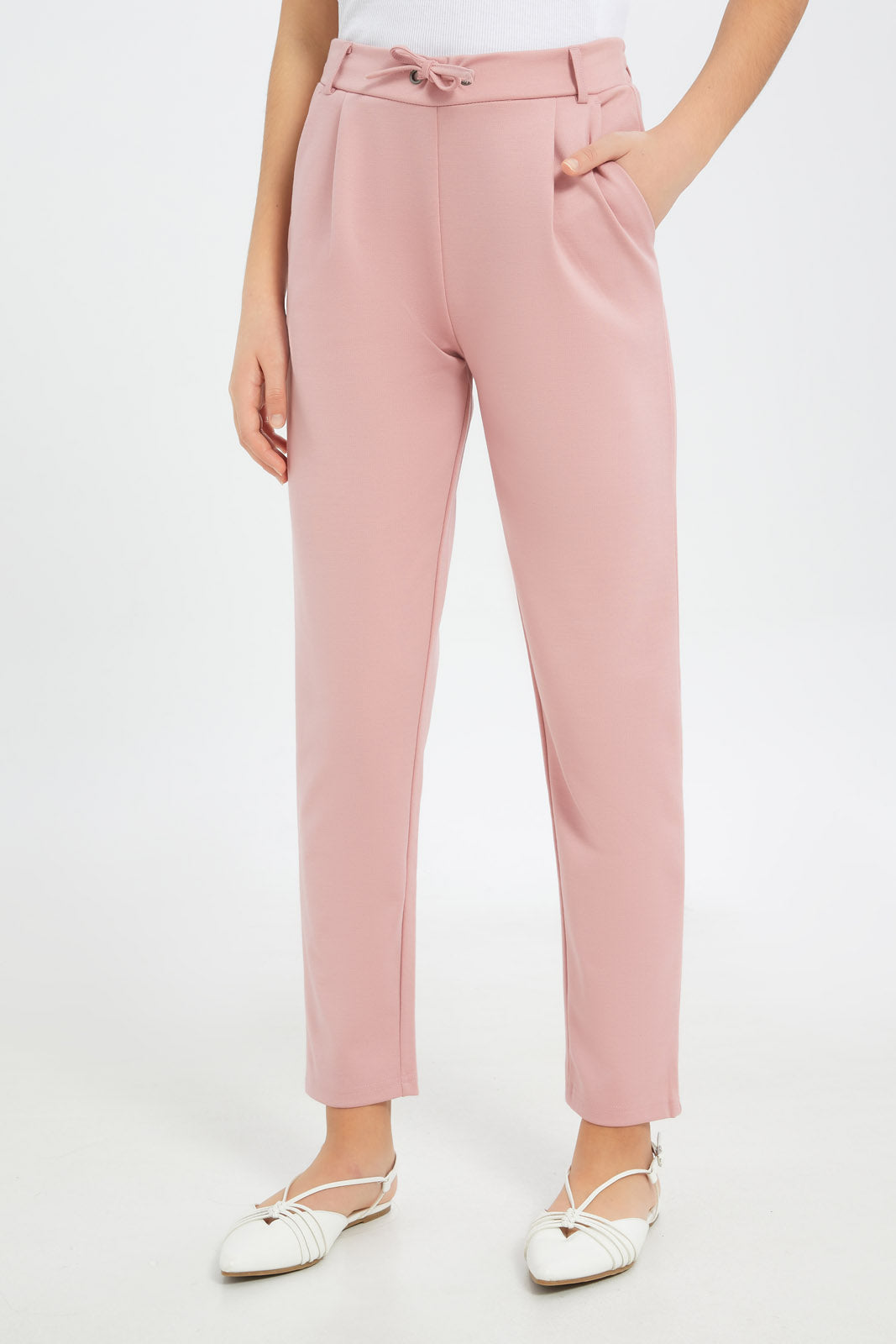 Redtag-Girls-Pink-Ponte-Harem-Pants-Category:Trousers,-Colour:Apricot,-Deals:New-In,-Dept:Girls,-Filter:Senior-Girls-(8-to-14-Yrs),-GSR-Trousers,-H1:KWR,-H2:GSR,-H3:TRS,-H4:CTR,-New-In-GSR-APL,-Non-Sale,-S23C,-Season:S23C,-Section:Girls-(0-to-14Yrs),-TBL-Senior-Girls-9 to 14 Years