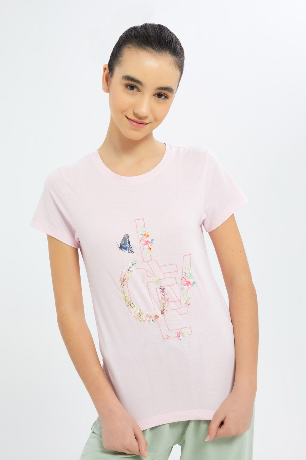 Redtag-Girls-S/S-T-Shirt-W/-Print-@-Back-Category:T-Shirts,-Colour:Apricot,-Deals:New-In,-Dept:Girls,-Filter:Senior-Girls-(8-to-14-Yrs),-GSR-T-Shirts,-H1:KWR,-H2:GSR,-H3:TSH,-H4:CAT,-New-In-GSR-APL,-Non-Sale,-S23C,-Season:S23D,-Section:Girls-(0-to-14Yrs),-TBL-Senior-Girls-9 to 14 Years