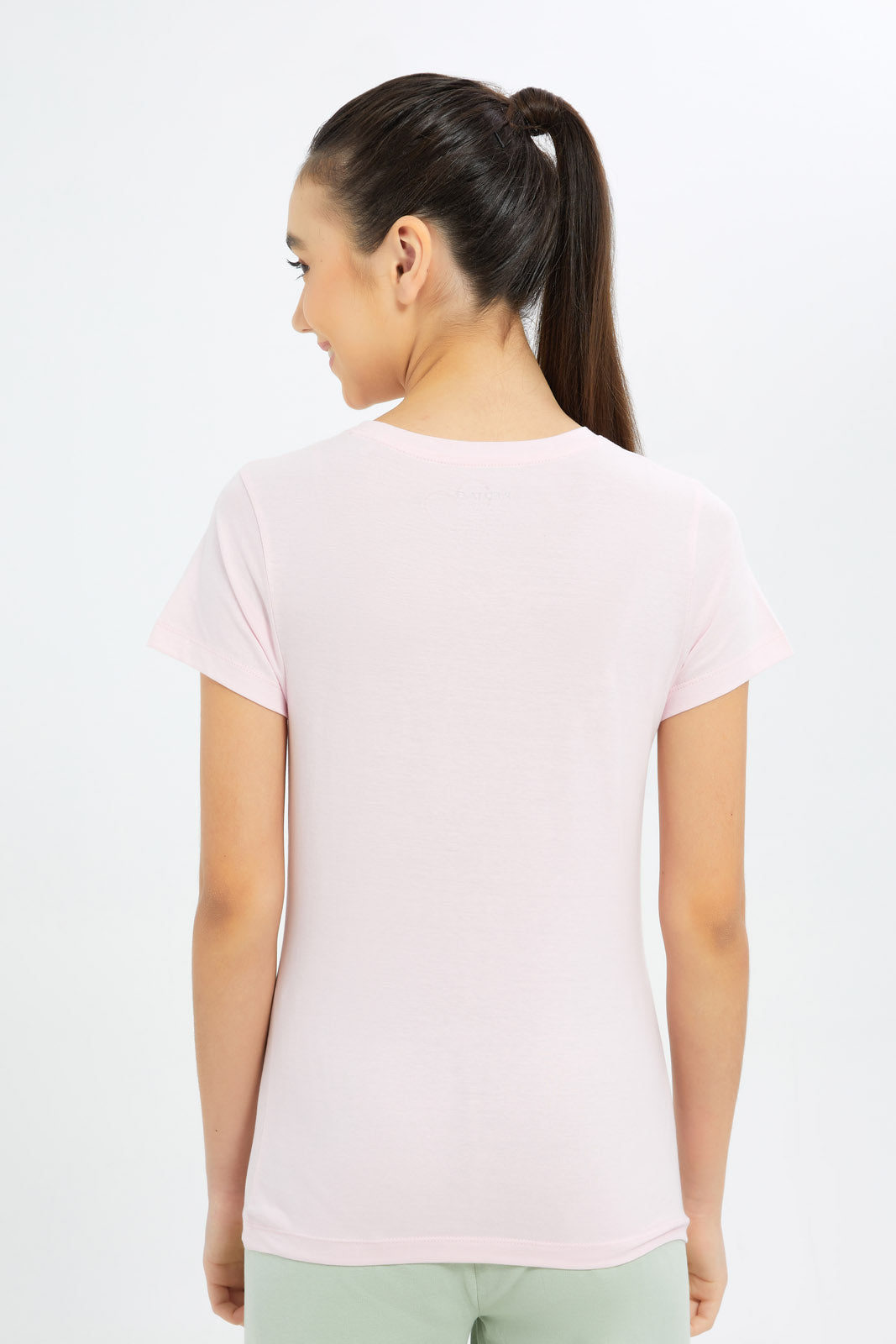 Redtag-Girls-S/S-T-Shirt-W/-Print-@-Back-Category:T-Shirts,-Colour:Apricot,-Deals:New-In,-Dept:Girls,-Filter:Senior-Girls-(8-to-14-Yrs),-GSR-T-Shirts,-H1:KWR,-H2:GSR,-H3:TSH,-H4:CAT,-New-In-GSR-APL,-Non-Sale,-S23C,-Season:S23D,-Section:Girls-(0-to-14Yrs),-TBL-Senior-Girls-9 to 14 Years