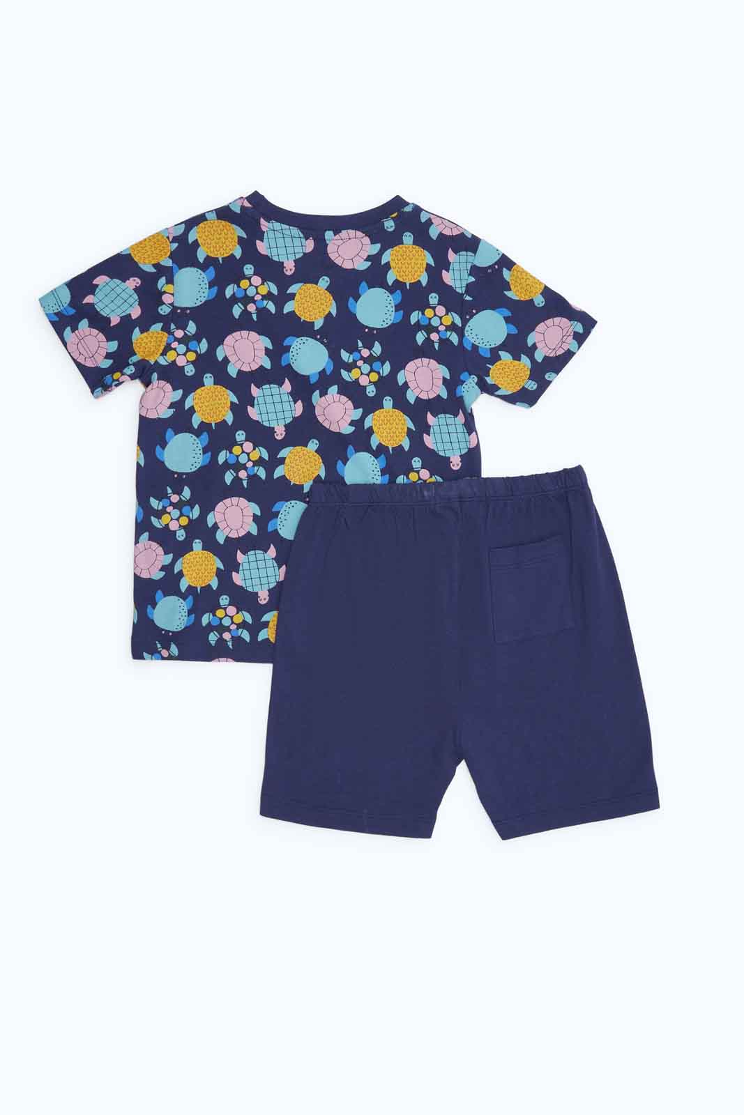 Redtag-Boys-Navy-Turtle-Aop-2Pk-Tee-And-Short-Pj-Set-Category:Pyjama-Sets,-Colour:Navy,-Deals:New-In,-Dept:Boys,-Filter:Infant-Boys-(3-to-24-Mths),-INB-Pyjama-Sets,-New-In-INB-APL,-Non-Sale,-S23B,-Section:Boys-(0-to-14Yrs),-VLM-Infant-Boys-3 to 24 Months