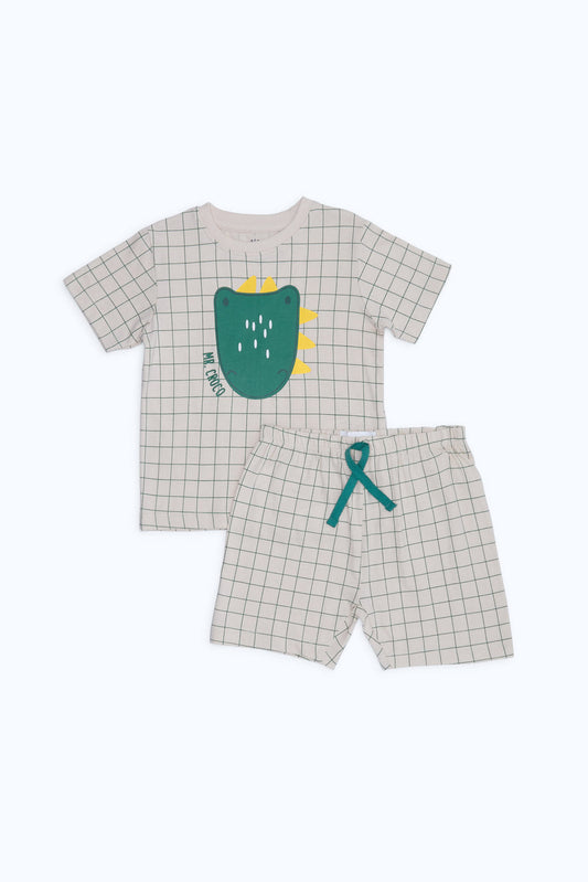 Redtag-Boys-White-Stripe-Croc-2Pk-Tee-And-Short-Pj-Set-Category:Pyjama-Sets,-Colour:White,-Deals:New-In,-Dept:Boys,-Event:STRATEGY,-Filter:Infant-Boys-(3-to-24-Mths),-H1:KWR,-H2:INB,-H3:NWR,-H4:PJS,-INB-Pyjama-Sets,-New-In-INB-APL,-Non-Sale,-Promo:VLM,-S23B,-Season:S23B,-Section:Boys-(0-to-14Yrs),-Set:Set-of-2,-VLM-Infant-Boys-3 to 24 Months