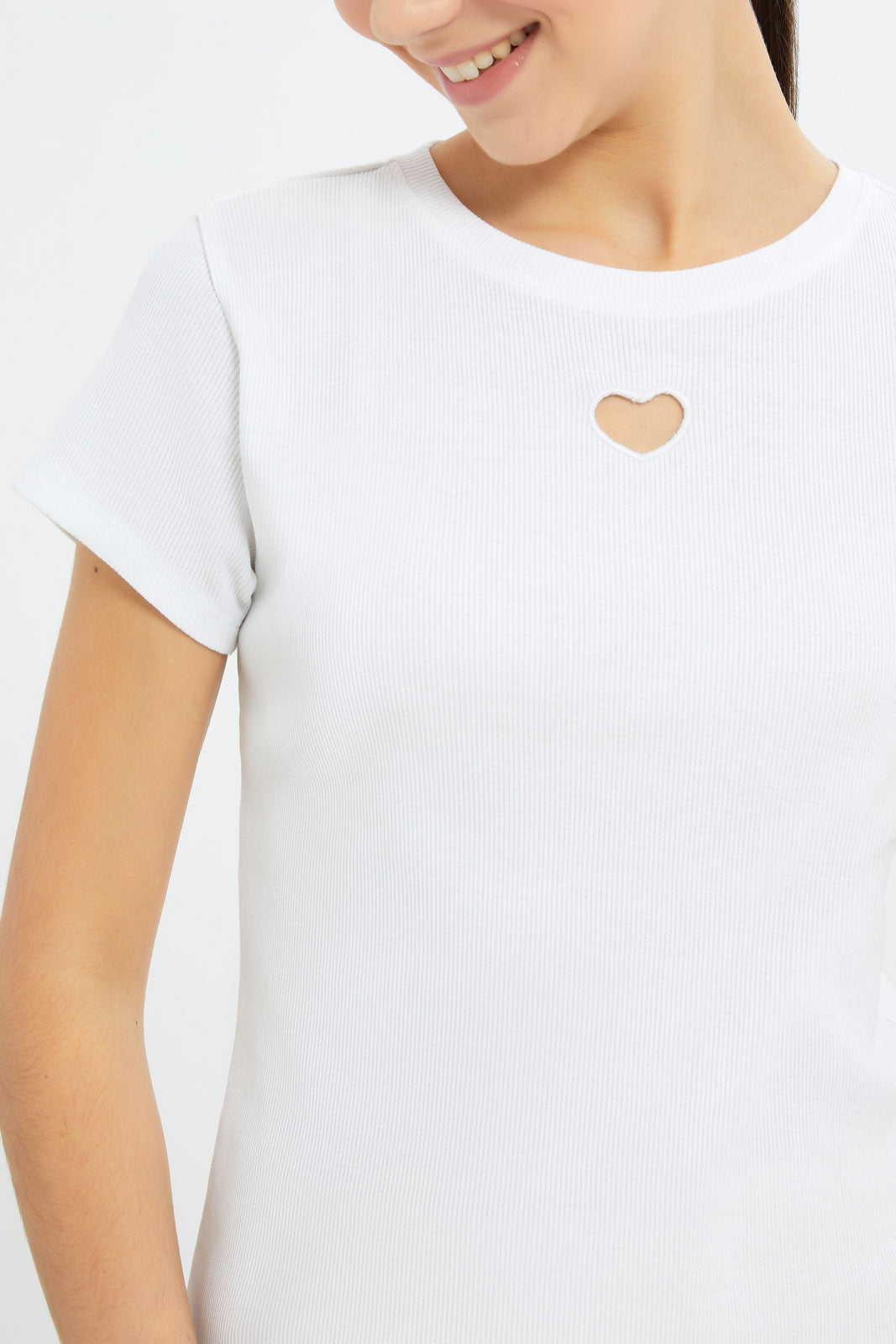 Redtag-Girls-Embroidered-Rib-Top-Category:T-Shirts,-Colour:White,-Deals:New-In,-Filter:Senior-Girls-(8-to-14-Yrs),-GSR-T-Shirts,-H1:KWR,-H2:GSR,-H3:TSH,-H4:CAT,-New-In-GSR-APL,-Non-Sale,-Promo:TBL,-S23C,-Season:S23C,-Section:Girls-(0-to-14Yrs),-TBL-Senior-Girls-9 to 14 Years