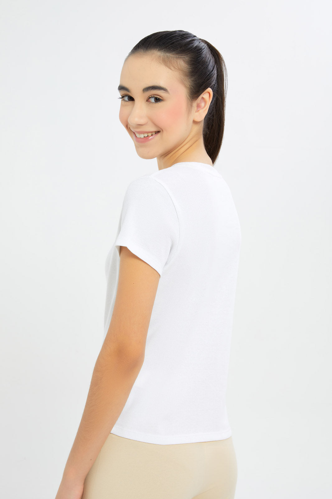 Redtag-Girls-Embroidered-Rib-Top-Category:T-Shirts,-Colour:White,-Deals:New-In,-Filter:Senior-Girls-(8-to-14-Yrs),-GSR-T-Shirts,-H1:KWR,-H2:GSR,-H3:TSH,-H4:CAT,-New-In-GSR-APL,-Non-Sale,-Promo:TBL,-S23C,-Season:S23C,-Section:Girls-(0-to-14Yrs),-TBL-Senior-Girls-9 to 14 Years