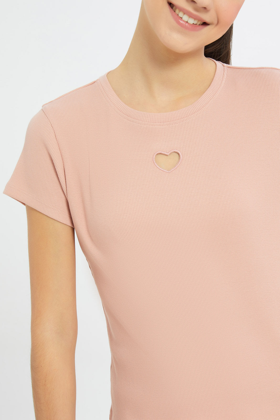 Redtag-Girls-Embroidered-Rib-Top-Category:T-Shirts,-Colour:Apricot,-Deals:New-In,-Filter:Senior-Girls-(8-to-14-Yrs),-GSR-T-Shirts,-H1:KWR,-H2:GSR,-H3:TSH,-H4:CAT,-New-In-GSR-APL,-Non-Sale,-Promo:TBL,-S23C,-Season:S23C,-Section:Girls-(0-to-14Yrs),-TBL-Senior-Girls-9 to 14 Years