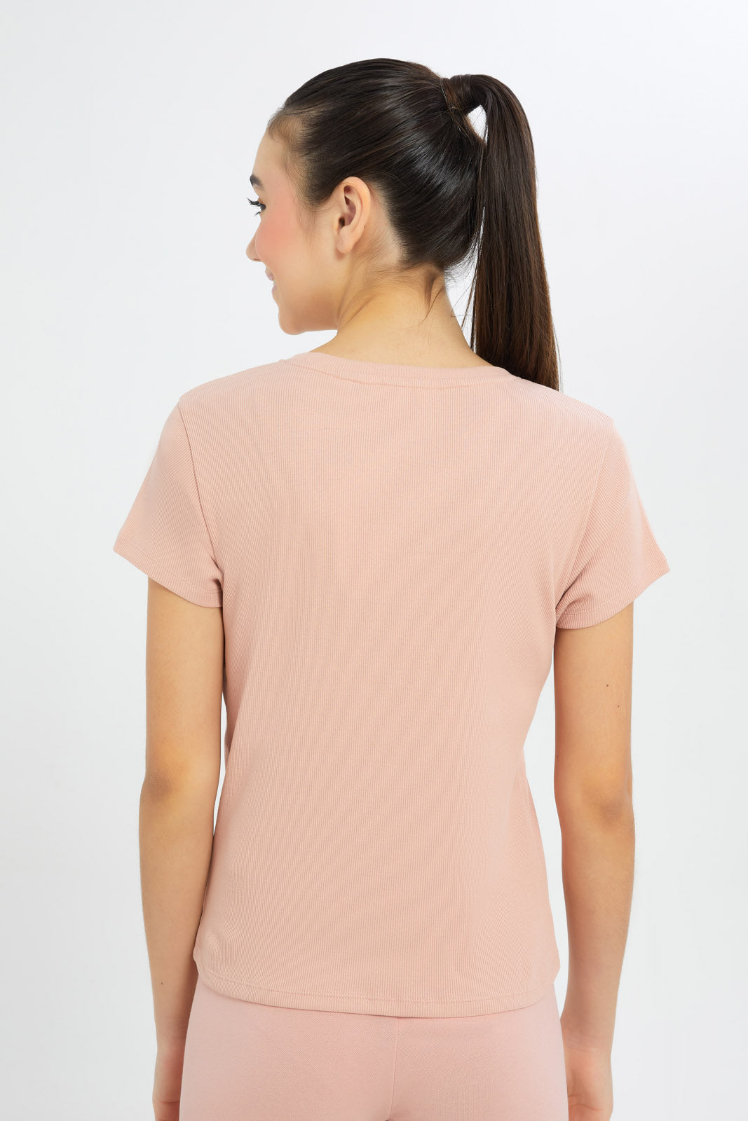Redtag-Girls-Embroidered-Rib-Top-Category:T-Shirts,-Colour:Apricot,-Deals:New-In,-Filter:Senior-Girls-(8-to-14-Yrs),-GSR-T-Shirts,-H1:KWR,-H2:GSR,-H3:TSH,-H4:CAT,-New-In-GSR-APL,-Non-Sale,-Promo:TBL,-S23C,-Season:S23C,-Section:Girls-(0-to-14Yrs),-TBL-Senior-Girls-9 to 14 Years