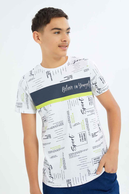 Redtag-Boys-White-Aop-Tee-BSR-T-Shirts,-Category:T-Shirts,-Colour:White,-Deals:New-In,-Dept:Boys,-Filter:Senior-Boys-(8-to-14-Yrs),-New-In-BSR-APL,-Non-Sale,-S23B,-Section:Boys-(0-to-14Yrs)-Senior-Boys-9 to 14 Years