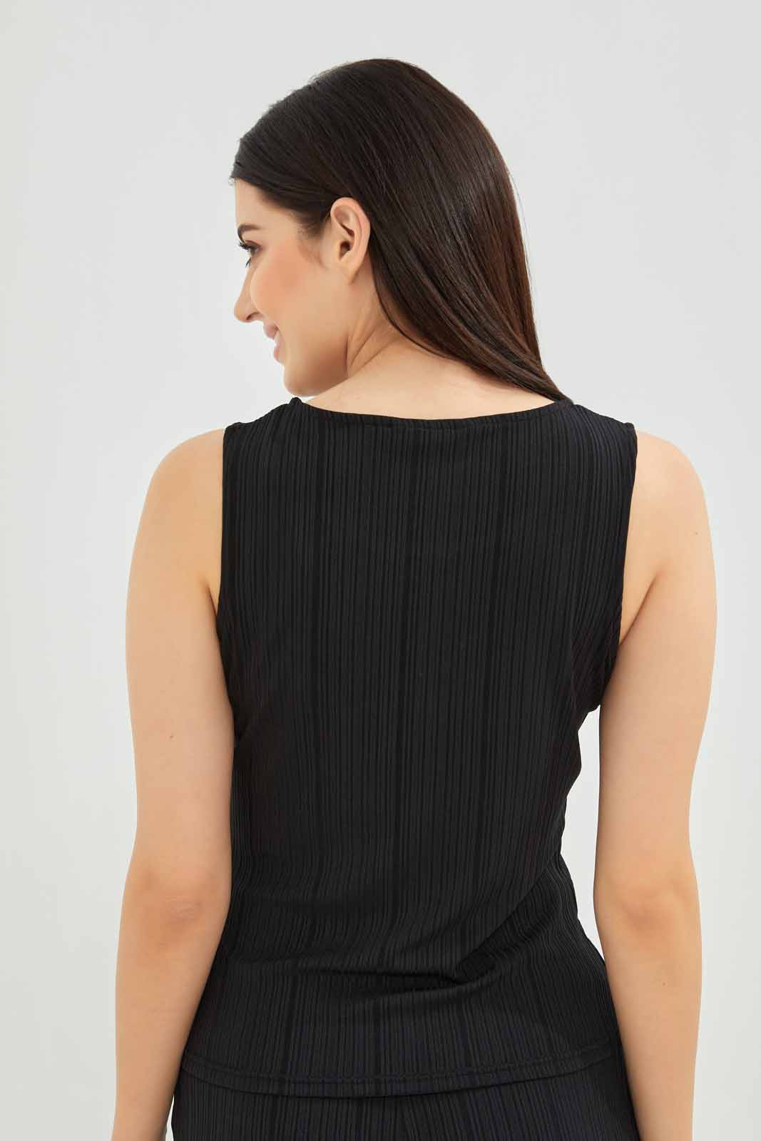 Redtag-Women-Black-Drop-Needle-Rib-Sleeveslesspyjama-Set-Category:Pyjama-Sets,-Colour:Black,-Deals:New-In,-Dept:Ladieswear,-Filter:Women's-Clothing,-New-In-Women-APL,-Non-Sale,-S23A,-Section:Women,-Women-Pyjama-Sets--