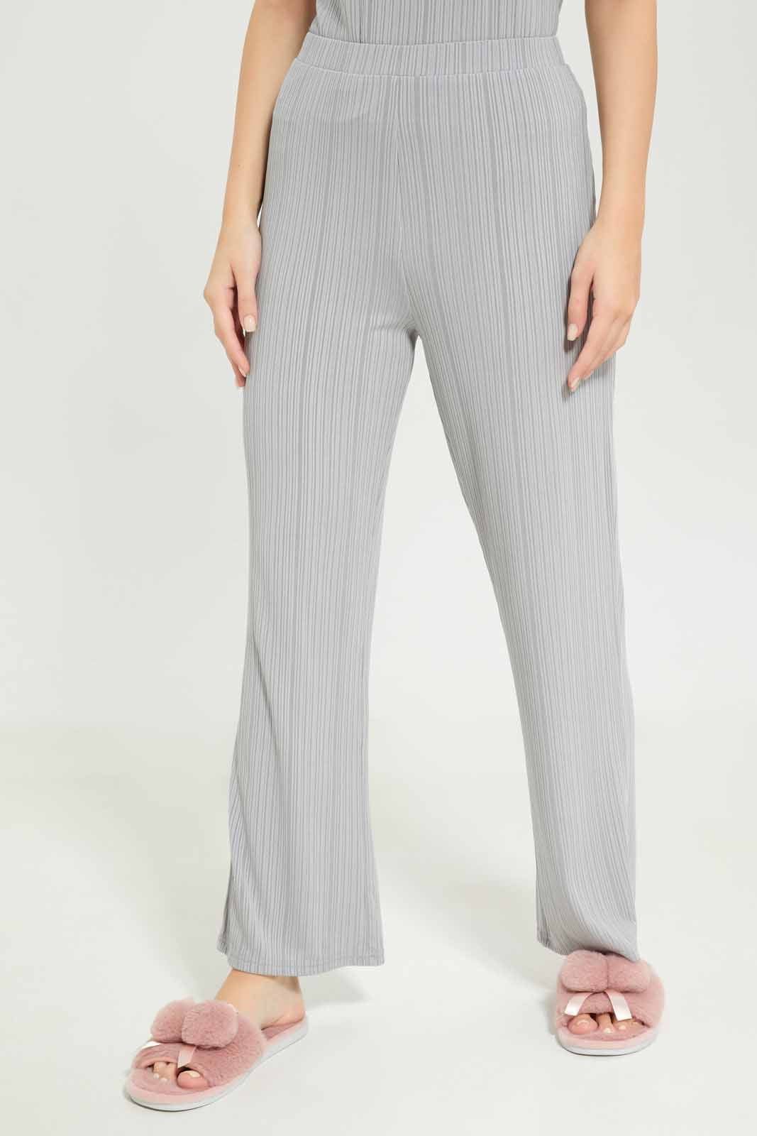 Redtag-Women-Grey-Drop-Needle-Rib-Sleeveslesspyjama-Set-Category:Pyjama-Sets,-Colour:Grey,-Deals:New-In,-Dept:Ladieswear,-Filter:Women's-Clothing,-New-In-Women-APL,-Non-Sale,-S23A,-Section:Women,-Women-Pyjama-Sets--