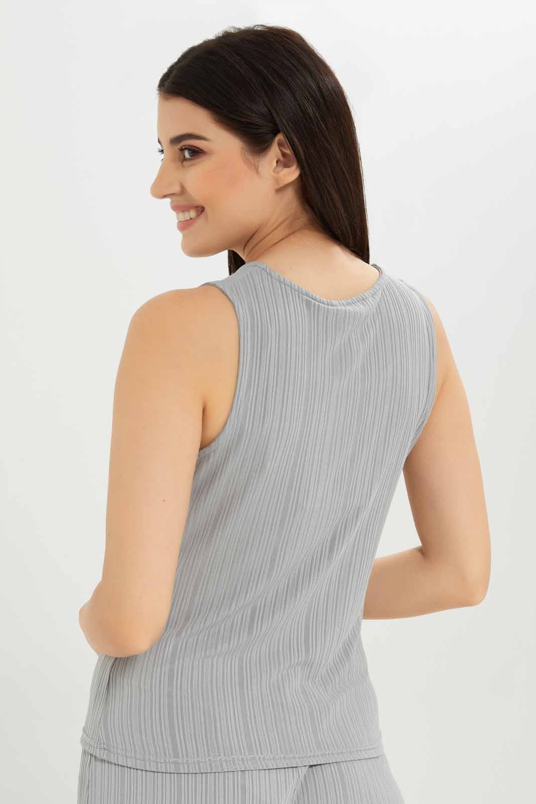 Redtag-Women-Grey-Drop-Needle-Rib-Sleeveslesspyjama-Set-Category:Pyjama-Sets,-Colour:Grey,-Deals:New-In,-Dept:Ladieswear,-Filter:Women's-Clothing,-New-In-Women-APL,-Non-Sale,-S23A,-Section:Women,-Women-Pyjama-Sets--