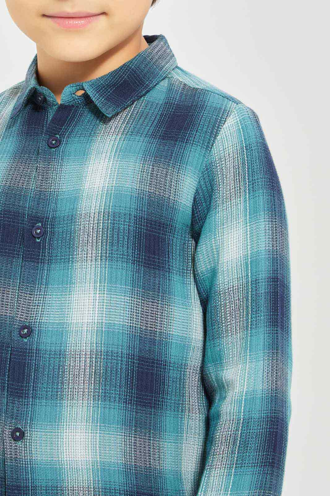 Redtag-Boys-Blue-Shade-Check-Long-Sleeve-Shirt-BOY-Shirts,-Category:Shirts,-Colour:Mint,-Deals:New-In,-Dept:Boys,-Filter:Boys-(2-to-8-Yrs),-New-In-BOY-APL,-Non-Sale,-S23A,-Section:Boys-(0-to-14Yrs)-Boys-2 to 8 Years