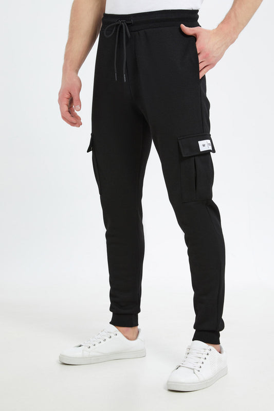 Redtag-Men-Black-Cargo-Pocket-Jogger-Category:Joggers,-Colour:Black,-Deals:New-In,-Dept:Menswear,-Filter:Men's-Clothing,-Men-Joggers,-New-In-Men-APL,-Non-Sale,-S23C,-Section:Men-Men's-