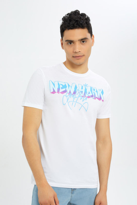 Redtag-Men-White-Graphic-T-Shirt-Category:T-Shirts,-Colour:White,-Deals:New-In,-Dept:Menswear,-Filter:Men's-Clothing,-H1:MWR,-H2:GEN,-H3:TSH,-H4:TSH,-Men-T-Shirts,-New-In-Men-APL,-Non-Sale,-S23C,-Season:S23C,-Section:Men,-TBL-Men's-