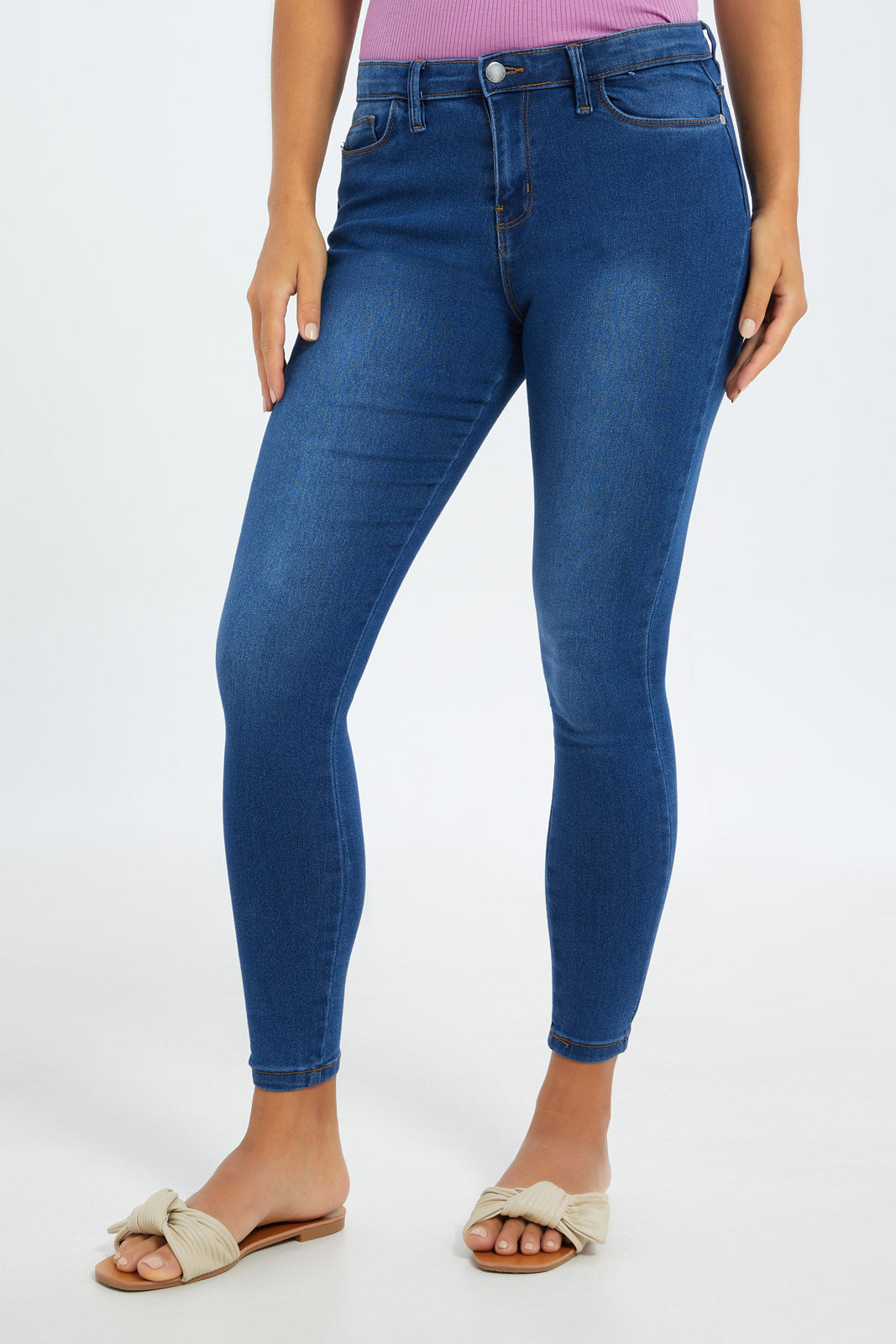 Redtag-Women-Dark-Wash-Skinny-Mid-Waist-Jeans-Category:Jeans,-Colour:Dark-Wash,-Deals:2-FOR-90,-Deals:New-In,-Dept:Ladieswear,-Filter:Women's-Clothing,-H1:LWR,-H2:LAD,-H3:DNB,-H4:JNS,-New-In-Women-APL,-Non-Sale,-S23B,-Season:S23B,-Section:Women,-TBL,-Women-Jeans-Women's-
