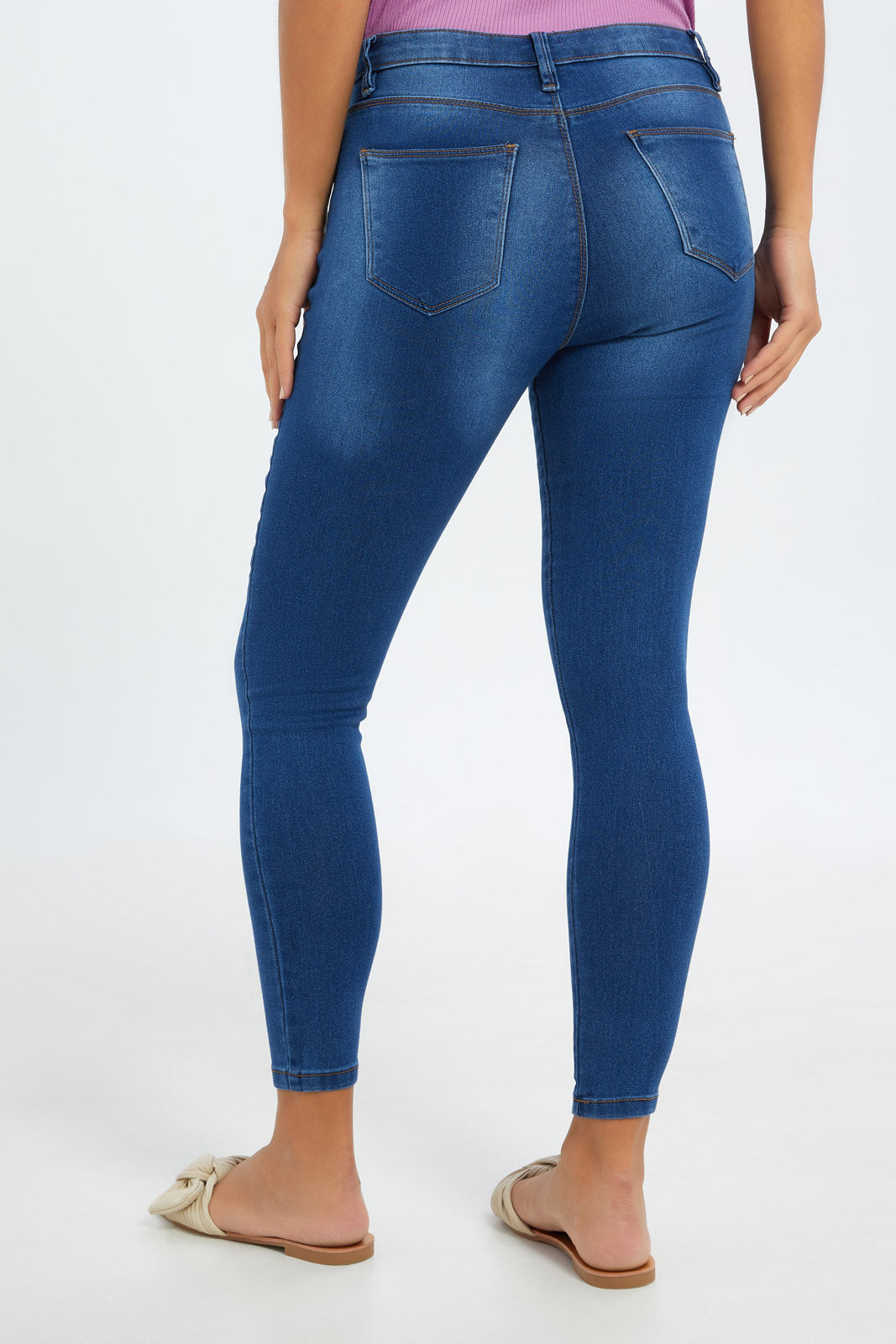 Redtag-Women-Dark-Wash-Skinny-Mid-Waist-Jeans-Category:Jeans,-Colour:Dark-Wash,-Deals:2-FOR-90,-Deals:New-In,-Dept:Ladieswear,-Filter:Women's-Clothing,-H1:LWR,-H2:LAD,-H3:DNB,-H4:JNS,-New-In-Women-APL,-Non-Sale,-S23B,-Season:S23B,-Section:Women,-TBL,-Women-Jeans-Women's-
