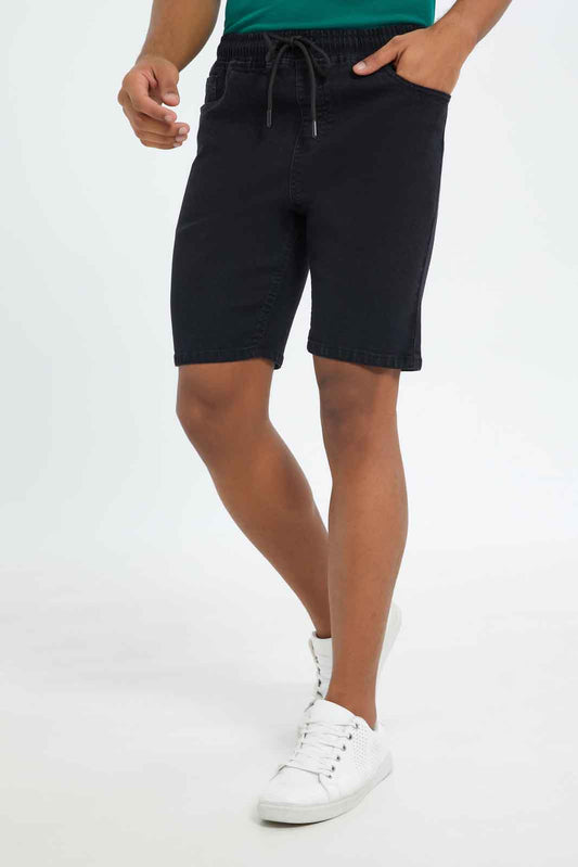 Redtag-Men-Black-Basic-Pull-On-Shorts-Category:Shorts,-Colour:Black,-Deals:New-In,-Dept:Menswear,-Filter:Men's-Clothing,-Men-Shorts,-New-In-Men-APL,-Non-Sale,-S23C,-Section:Men-Men's-
