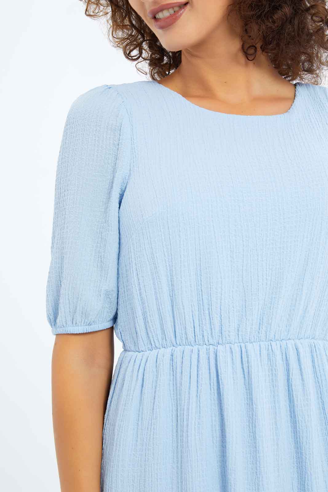 Redtag-Women-Blue-Textured-Tiered-Dress-Category:Dresses,-Colour:Blue,-Deals:New-In,-Dept:Ladieswear,-Filter:Women's-Clothing,-KSH,-New-In-Women-APL,-Non-Sale,-S23B,-Section:Women,-Women-Dresses-Women's-