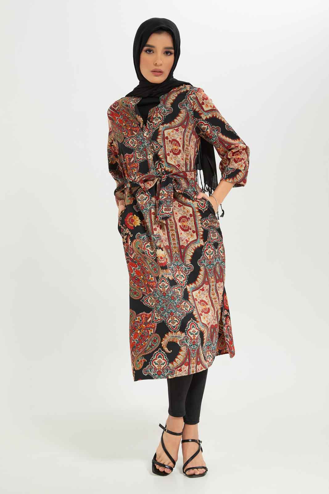 Redtag-Women-Printed-Belted-Long-Sleeve-Dress-Category:Dresses,-Colour:Assorted,-Deals:New-In,-Dept:Ladieswear,-Filter:Women's-Clothing,-LMC,-New-In-Women-APL,-Non-Sale,-S23A,-Section:Women,-Women-Dresses--