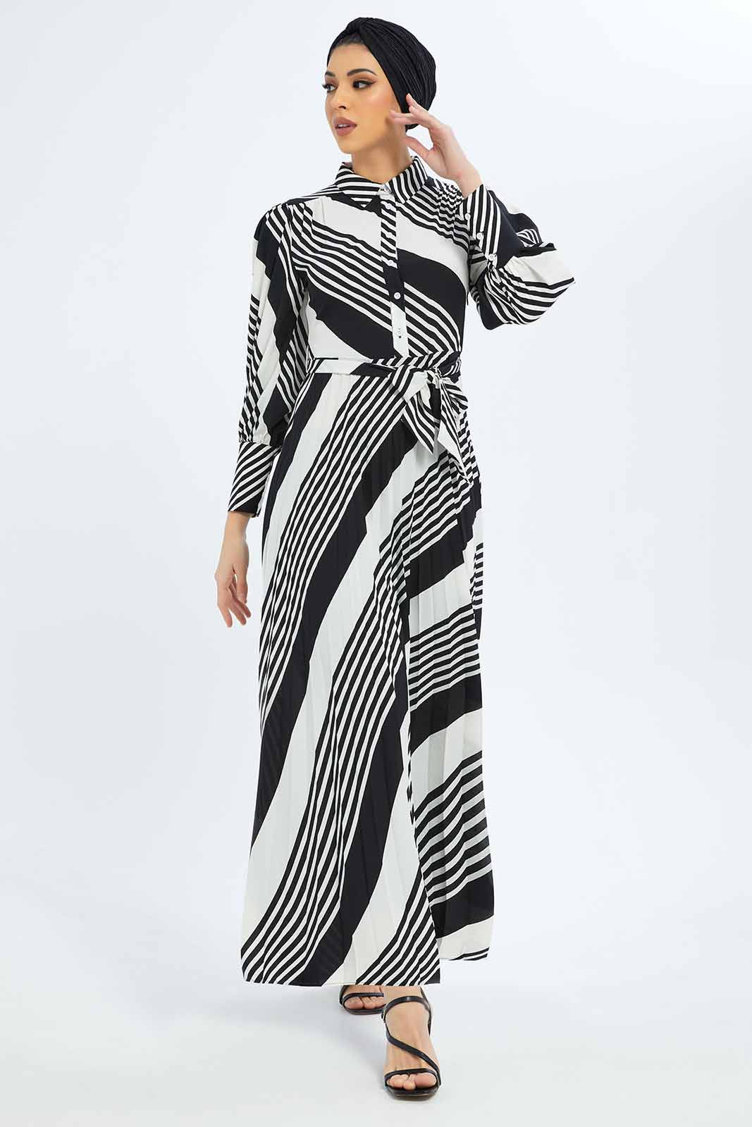 Redtag-Women-Striped-Belted-Long-Sleeve-Dress-Category:Dresses,-Colour:Assorted,-Deals:New-In,-Dept:Ladieswear,-Filter:Women's-Clothing,-LMC,-New-In-Women-APL,-Non-Sale,-S23A,-Section:Women,-Women-Dresses--