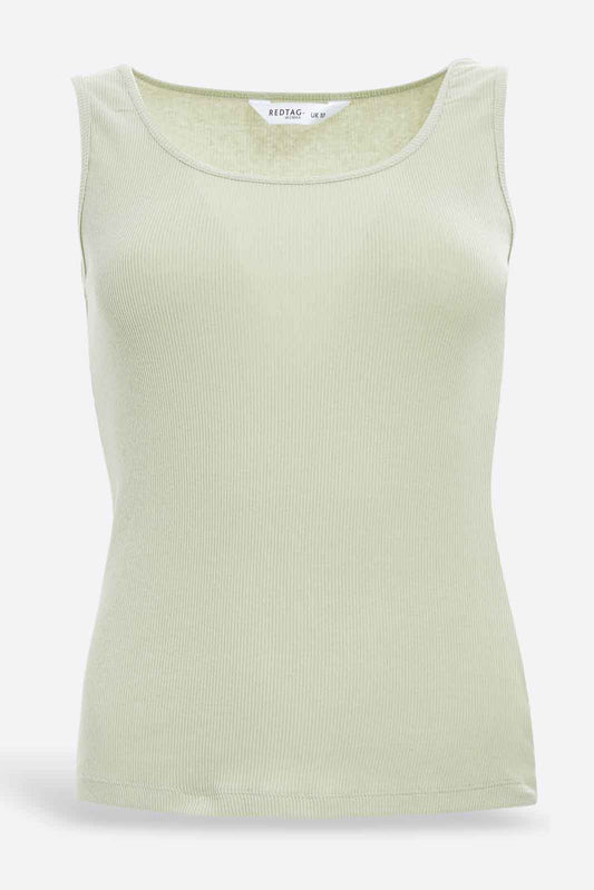 Redtag-Women-Olive-Plain-Rib-Vest-Category:Vests,-Colour:Olive,-Deals:New-In,-Dept:Ladieswear,-Filter:Women's-Clothing,-KSH,-New-In-Women-APL,-Non-Sale,-S23A,-Section:Women,-Women-Vests-Women's-