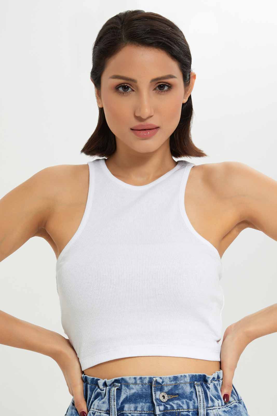 Redtag-Women-White-Rib-Cropped-Vest-Category:Vests,-Colour:White,-Deals:New-In,-Dept:Ladieswear,-Filter:Women's-Clothing,-KSH,-New-In-Women-APL,-Non-Sale,-S23A,-Section:Women,-Women-Vests-Women's-