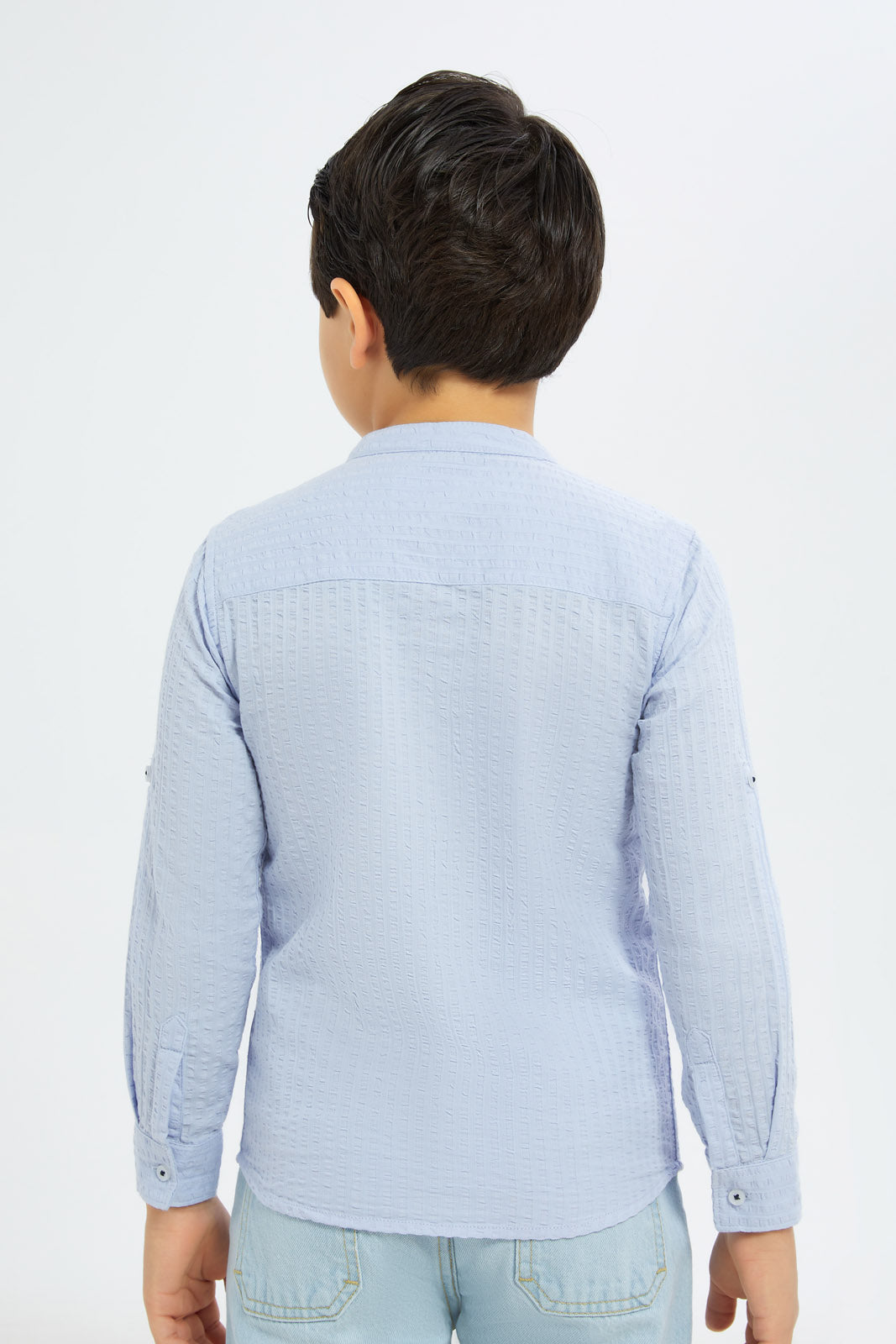 Redtag-Boys-Blue-Seersucker-Long-Sleeve-Shirt-BOY-Shirts,-Category:Shirts,-Colour:Blue,-Deals:New-In,-Dept:Boys,-Filter:Boys-(2-to-8-Yrs),-H1:KWR,-H2:BOY,-H3:SHI,-H4:CSH,-New-In-BOY-APL,-Non-Sale,-S23B,-Season:S23B,-Section:Boys-(0-to-14Yrs)-Boys-2 to 8 Years