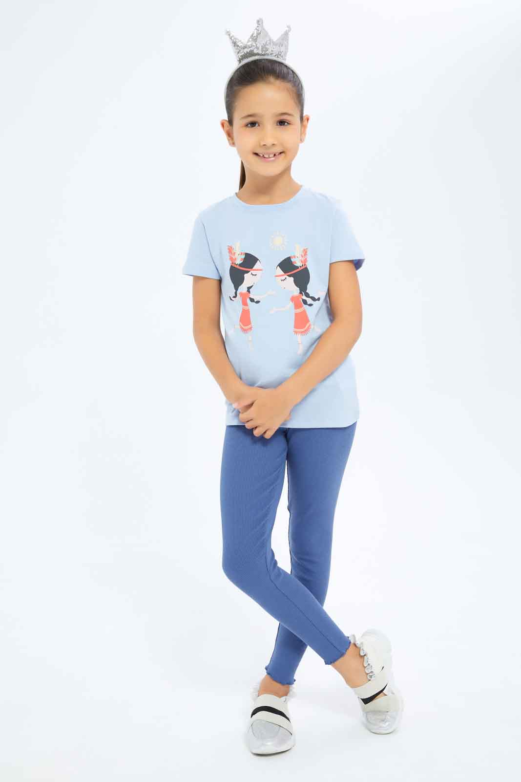 Redtag-Girls-Blue-Girl-Print-Category:T-Shirts,-Colour:Blue,-Deals:New-In,-Dept:Girls,-Filter:Girls-(2-to-8-Yrs),-GIR-T-Shirts,-New-In-GIR-APL,-Non-Sale,-S23B,-Section:Girls-(0-to-14Yrs),-TBL-Girls-2 to 8 Years