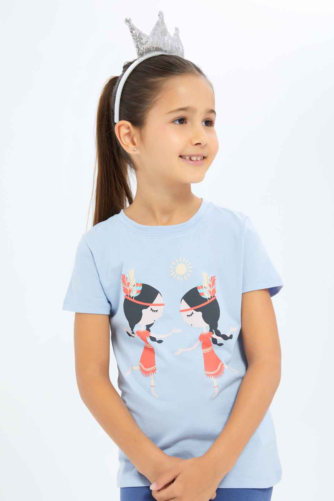 Redtag-Girls-Blue-Girl-Print-Category:T-Shirts,-Colour:Blue,-Deals:New-In,-Dept:Girls,-Filter:Girls-(2-to-8-Yrs),-GIR-T-Shirts,-New-In-GIR-APL,-Non-Sale,-S23B,-Section:Girls-(0-to-14Yrs),-TBL-Girls-2 to 8 Years
