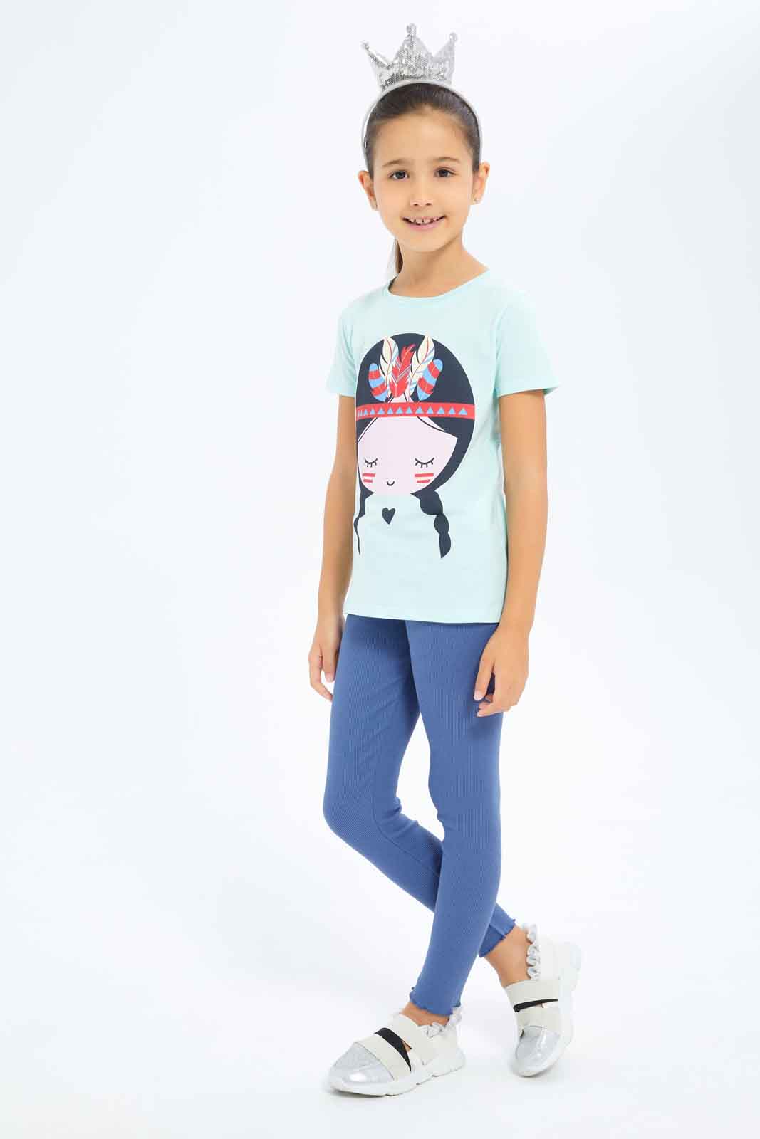 Redtag-Girls-Mint-Girl-Print-Category:T-Shirts,-Colour:Mint,-Deals:New-In,-Dept:Girls,-Filter:Girls-(2-to-8-Yrs),-GIR-T-Shirts,-New-In-GIR-APL,-Non-Sale,-S23B,-Section:Girls-(0-to-14Yrs),-TBL-Girls-2 to 8 Years