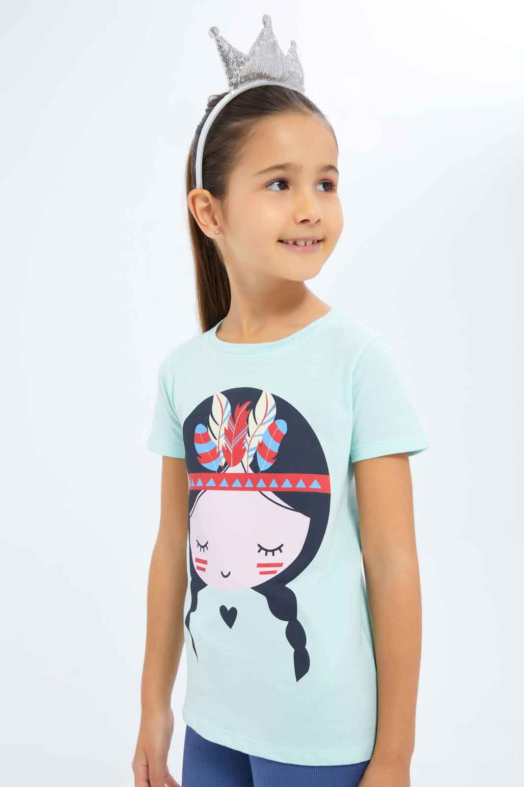 Redtag-Girls-Mint-Girl-Print-Category:T-Shirts,-Colour:Mint,-Deals:New-In,-Dept:Girls,-Filter:Girls-(2-to-8-Yrs),-GIR-T-Shirts,-New-In-GIR-APL,-Non-Sale,-S23B,-Section:Girls-(0-to-14Yrs),-TBL-Girls-2 to 8 Years