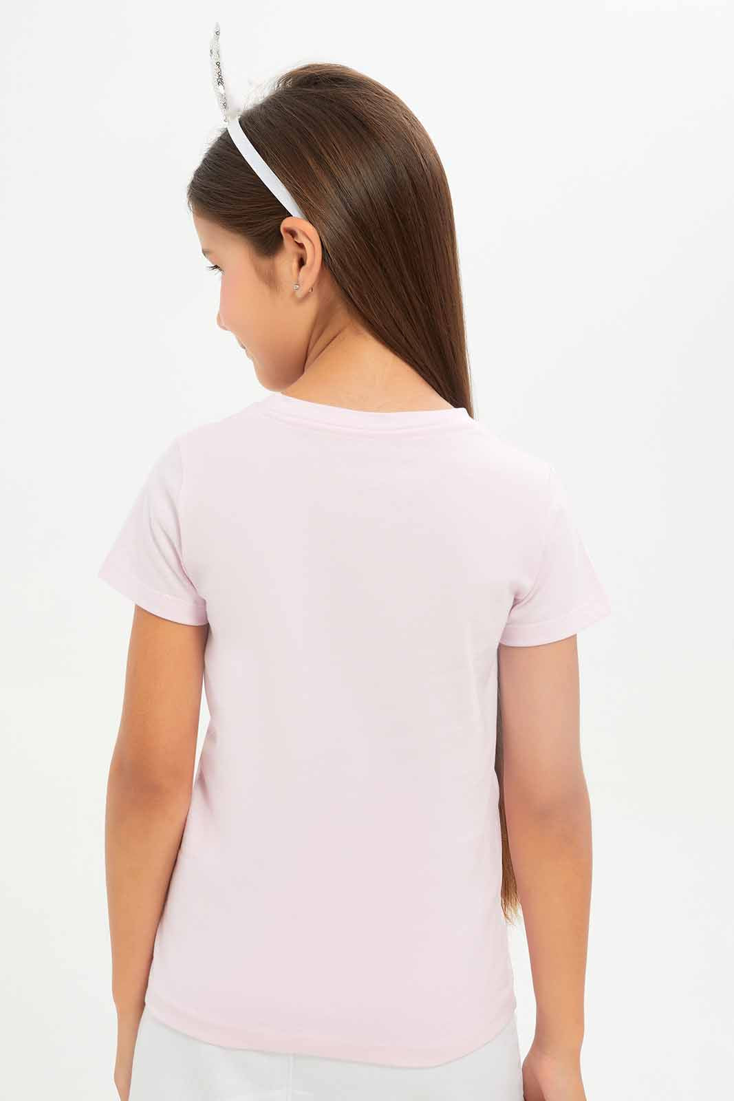 Redtag-Girls-Light-Pink-Teddy-Print-Category:T-Shirts,-Colour:Apricot,-Deals:New-In,-Dept:Girls,-Filter:Girls-(2-to-8-Yrs),-GIR-T-Shirts,-New-In-GIR-APL,-Non-Sale,-S23B,-Section:Girls-(0-to-14Yrs),-TBL-Girls-2 to 8 Years