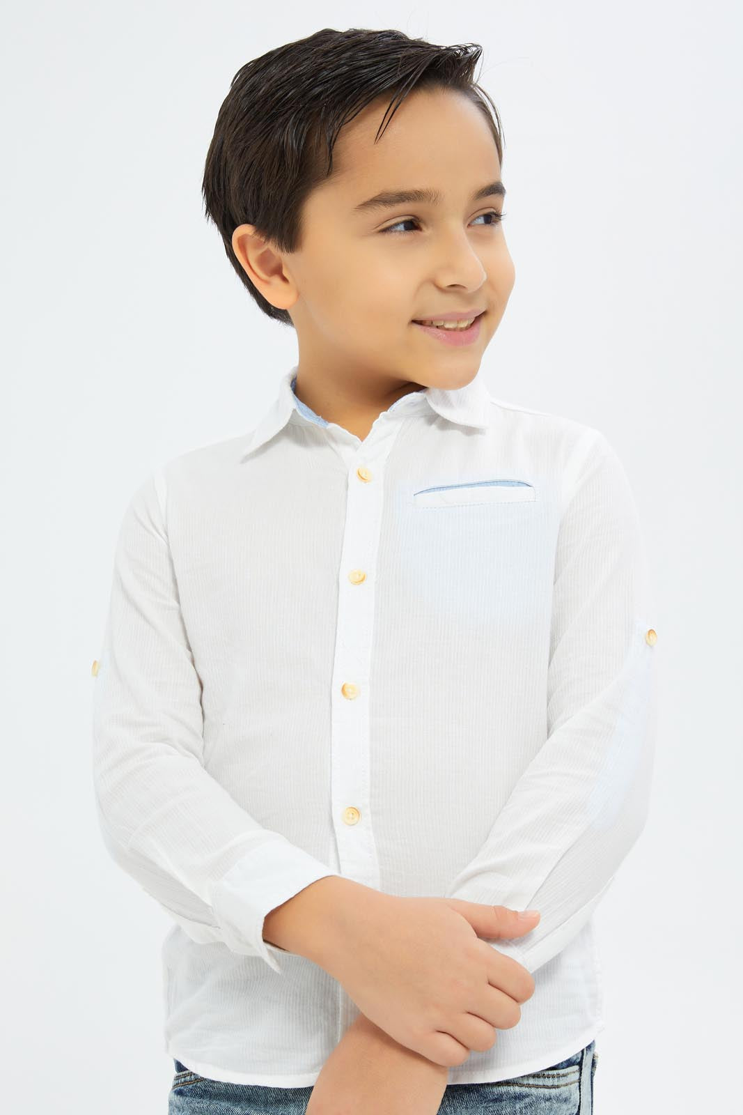 Redtag-Boys-White-Pen-Pocket-Stripe-Shirt-BOY-Shirts,-Category:Shirts,-Colour:White,-Deals:New-In,-Dept:Boys,-Filter:Boys-(2-to-8-Yrs),-New-In-BOY-APL,-Non-Sale,-S23B,-Section:Boys-(0-to-14Yrs)-Boys-2 to 8 Years