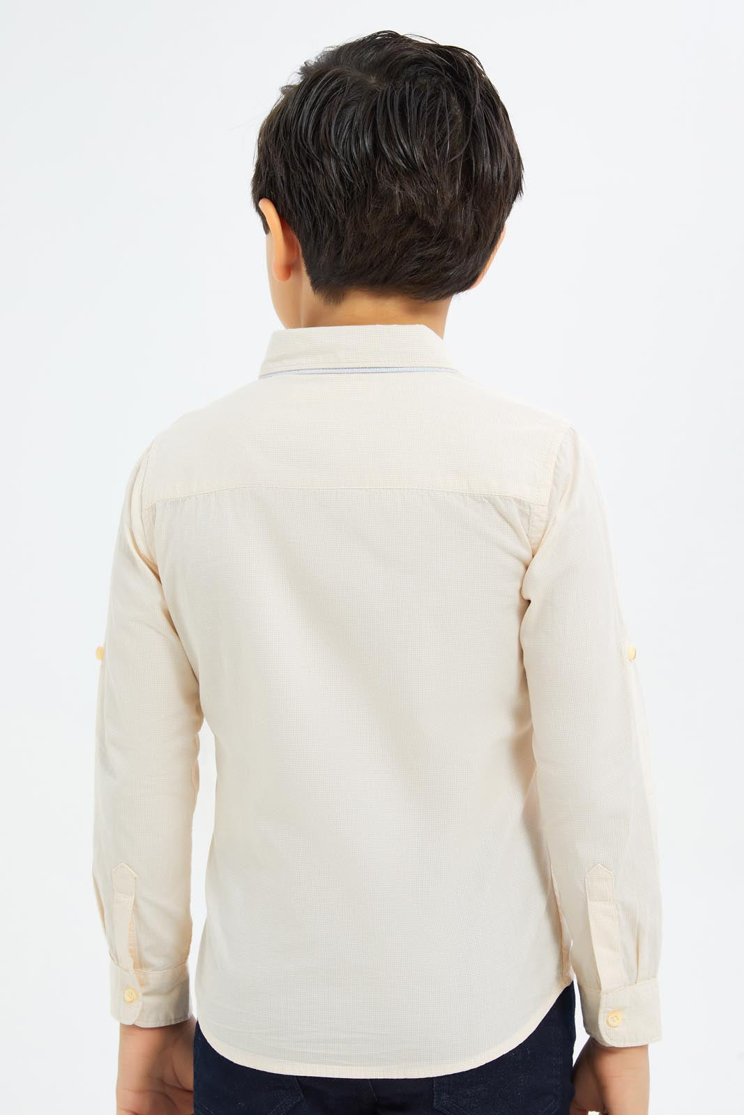 Redtag-Boys-Beige-Stripe-Double-Collar-Shirt-BOY-Shirts,-Category:Shirts,-Colour:Beige,-Deals:New-In,-Dept:Boys,-Filter:Boys-(2-to-8-Yrs),-New-In-BOY-APL,-Non-Sale,-S23B,-Section:Boys-(0-to-14Yrs)-Boys-2 to 8 Years