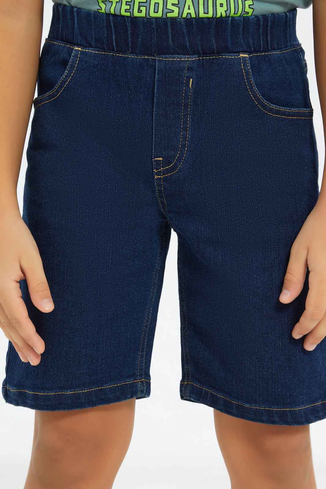 Redtag-Boys-Dark-Wash-Balloon-Fit-Denim-Shorts-BOY-Shorts,-Category:Shorts,-Colour:Dark-Wash,-Deals:New-In,-Dept:Boys,-Filter:Boys-(2-to-8-Yrs),-New-In-BOY-APL,-Non-Sale,-S23C,-Section:Boys-(0-to-14Yrs)-Boys-2 to 8 Years