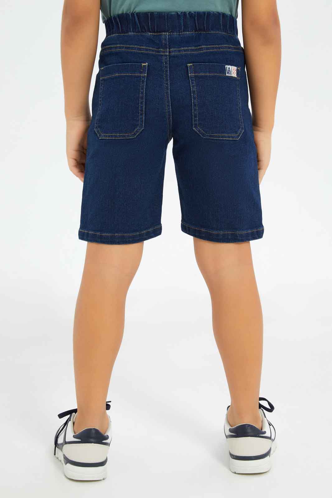Redtag-Boys-Dark-Wash-Balloon-Fit-Denim-Shorts-BOY-Shorts,-Category:Shorts,-Colour:Dark-Wash,-Deals:New-In,-Dept:Boys,-Filter:Boys-(2-to-8-Yrs),-New-In-BOY-APL,-Non-Sale,-S23C,-Section:Boys-(0-to-14Yrs)-Boys-2 to 8 Years