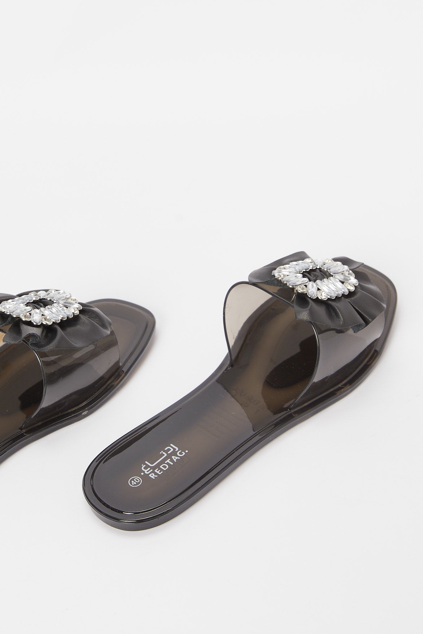 Redtag-Black-Embellished-Buckle-Jelly-Mule-Category:Shoes,-Colour:Black,-Deals:New-In,-Filter:Women's-Footwear,-H1:FOO,-H2:LAD,-H3:SAF,-H4:FLF,-New-In-Women-FOO,-Non-Sale,-Promo:RMD,-RMD,-S23B,-Season:S23B,-Section:Women,-Women-Flip-Flops-Women's-