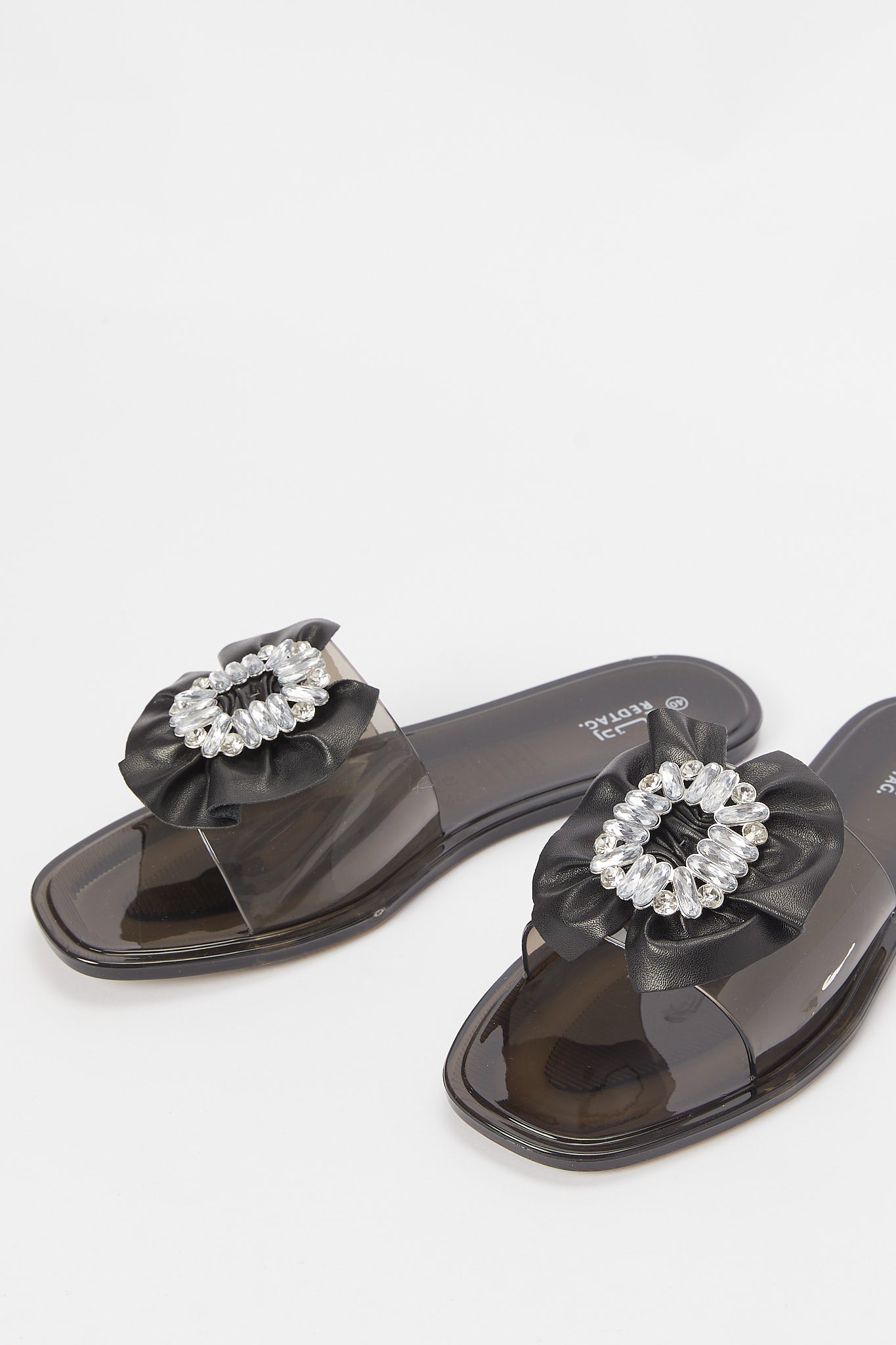 Redtag-Black-Embellished-Buckle-Jelly-Mule-Category:Shoes,-Colour:Black,-Deals:New-In,-Filter:Women's-Footwear,-H1:FOO,-H2:LAD,-H3:SAF,-H4:FLF,-New-In-Women-FOO,-Non-Sale,-Promo:RMD,-RMD,-S23B,-Season:S23B,-Section:Women,-Women-Flip-Flops-Women's-