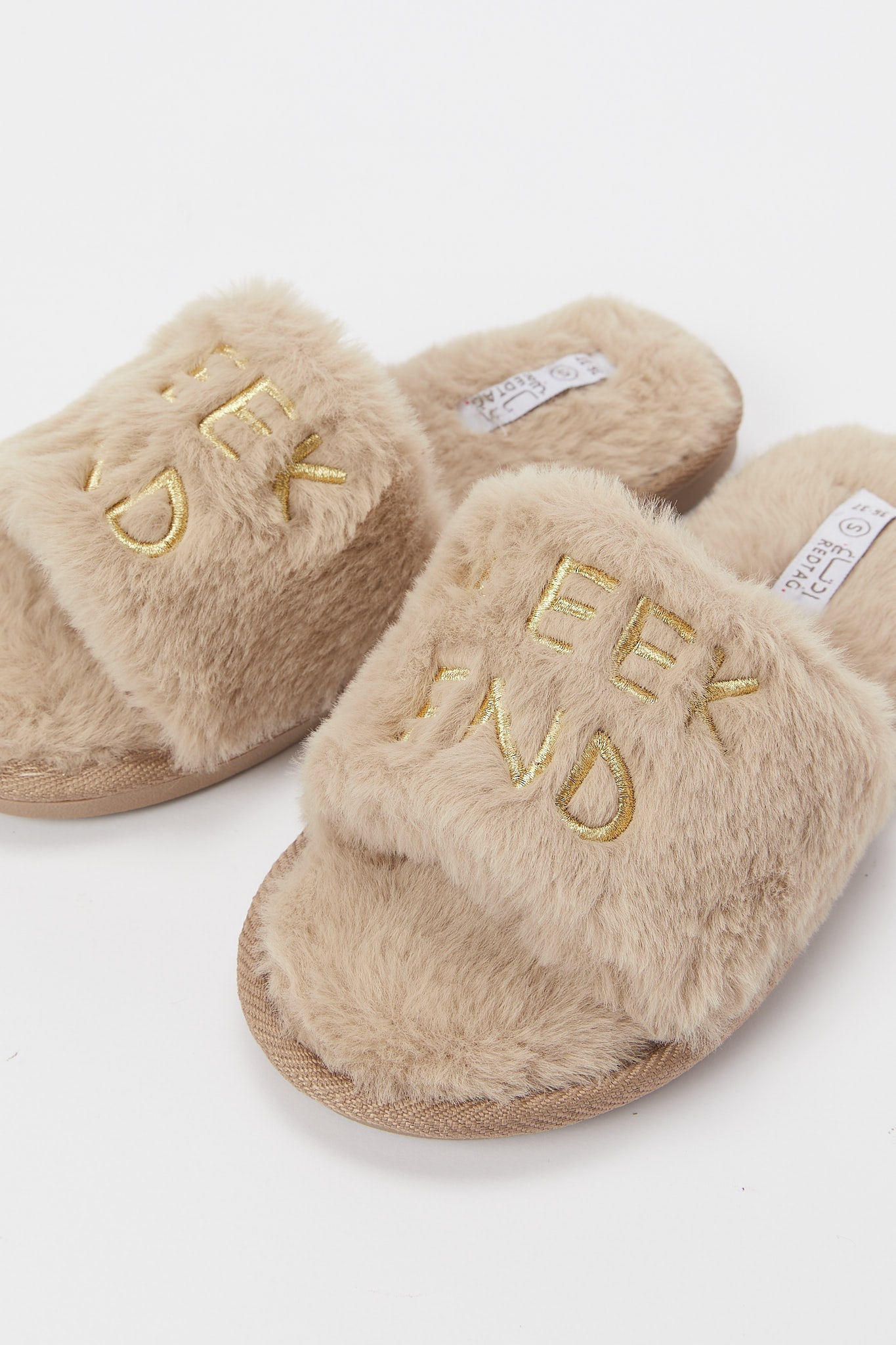 Redtag-Taupe-Slogan-Slide-Category:Shoes,-Colour:Taupe,-Deals:New-In,-Filter:Women's-Footwear,-H1:FOO,-H2:LAD,-H3:SLI,-H4:SLI,-N/A,-New-In-Women-FOO,-Non-Sale,-S23B,-Season:S23B,-Section:Women,-Women-Slippers-Women's-