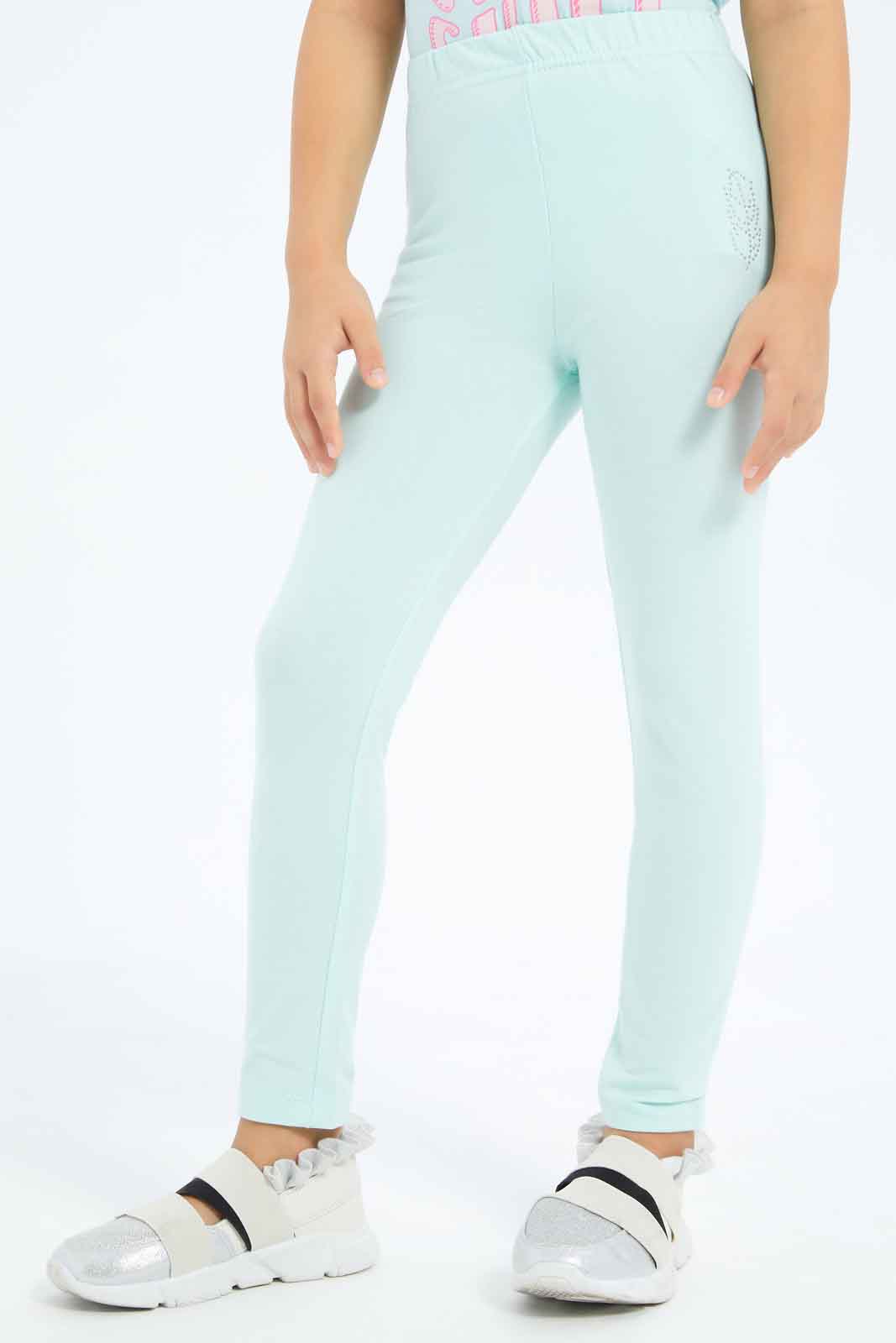 Redtag-Girls-Mint-Legging-With-Rhine-Stone-Category:Leggings,-Colour:Mint,-Deals:New-In,-Dept:Girls,-Filter:Girls-(2-to-8-Yrs),-GIR-Leggings,-New-In-GIR-APL,-Non-Sale,-S23B,-Section:Girls-(0-to-14Yrs),-TBL-Girls-2 to 8 Years