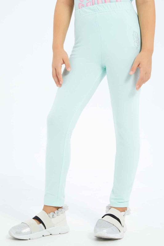 Redtag-Girls-Mint-Legging-With-Rhine-Stone-Category:Leggings,-Colour:Mint,-Deals:New-In,-Dept:Girls,-Filter:Girls-(2-to-8-Yrs),-GIR-Leggings,-New-In-GIR-APL,-Non-Sale,-S23B,-Section:Girls-(0-to-14Yrs),-TBL-Girls-2 to 8 Years