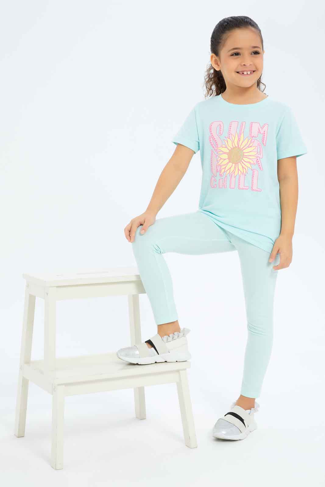 Redtag-Girls-Mint-Legging-With-Rhine-Stone-Category:Leggings,-Colour:Mint,-Deals:New-In,-Dept:Girls,-Filter:Girls-(2-to-8-Yrs),-GIR-Leggings,-New-In-GIR-APL,-Non-Sale,-S23B,-Section:Girls-(0-to-14Yrs),-TBL-Girls-2 to 8 Years