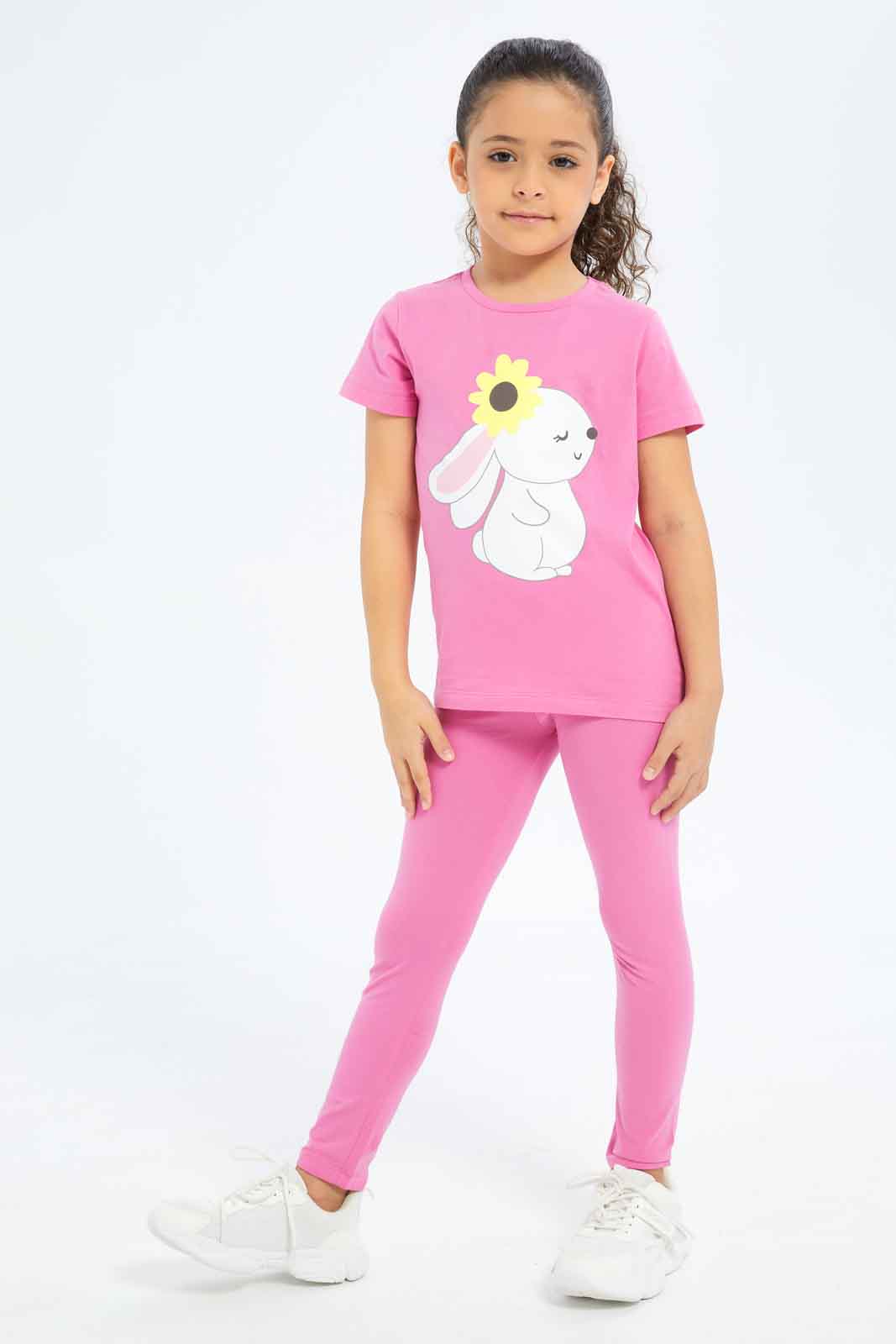 Redtag-Girls-Fuschia-Legging-With-Rhine-Stone-Category:Leggings,-Colour:Fuchsia,-Deals:New-In,-Dept:Girls,-Filter:Girls-(2-to-8-Yrs),-GIR-Leggings,-New-In-GIR-APL,-Non-Sale,-S23B,-Section:Girls-(0-to-14Yrs),-TBL-Girls-2 to 8 Years