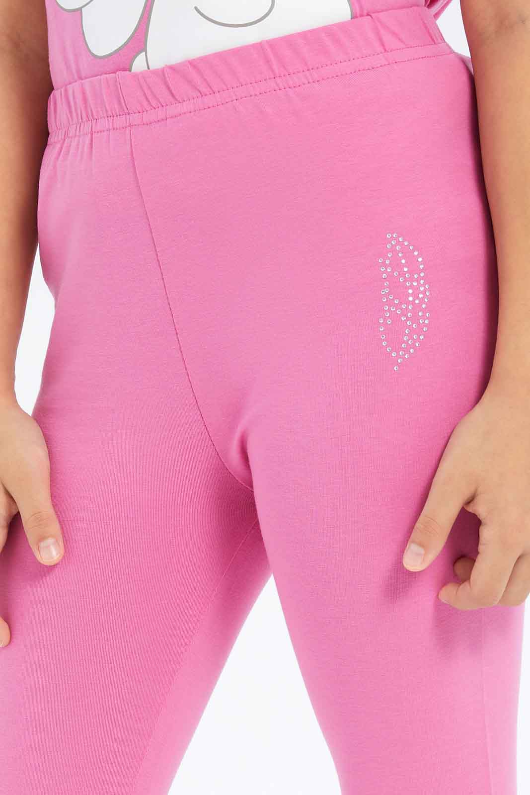 Redtag-Girls-Fuschia-Legging-With-Rhine-Stone-Category:Leggings,-Colour:Fuchsia,-Deals:New-In,-Dept:Girls,-Filter:Girls-(2-to-8-Yrs),-GIR-Leggings,-New-In-GIR-APL,-Non-Sale,-S23B,-Section:Girls-(0-to-14Yrs),-TBL-Girls-2 to 8 Years