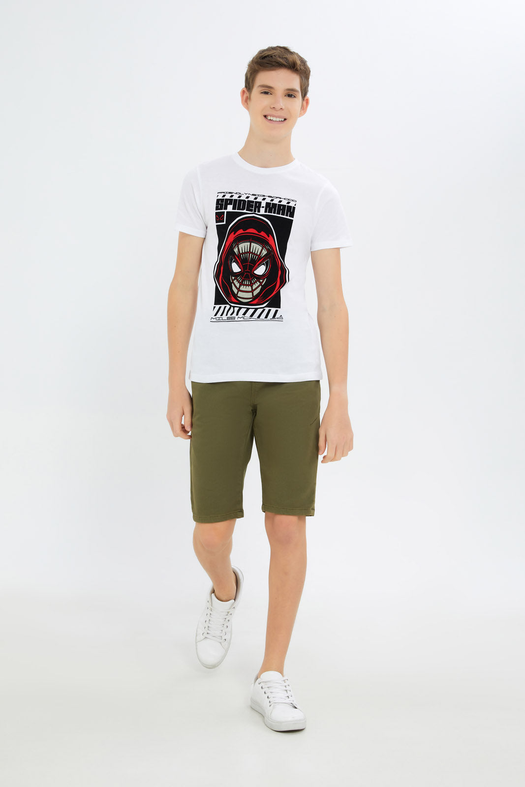 Redtag-Boys-White-Spiderman-Tee-BSR-T-Shirts,-Category:T-Shirts,-CHA,-Colour:White,-Deals:New-In,-Dept:Boys,-Filter:Senior-Boys-(8-to-14-Yrs),-H1:KWR,-H2:BSR,-H3:TSH,-H4:TSH,-New-In-BSR-APL,-Non-Sale,-S23C,-Season:S23C,-Section:Boys-(0-to-14Yrs),-TBL-Senior-Boys-9 to 14 Years