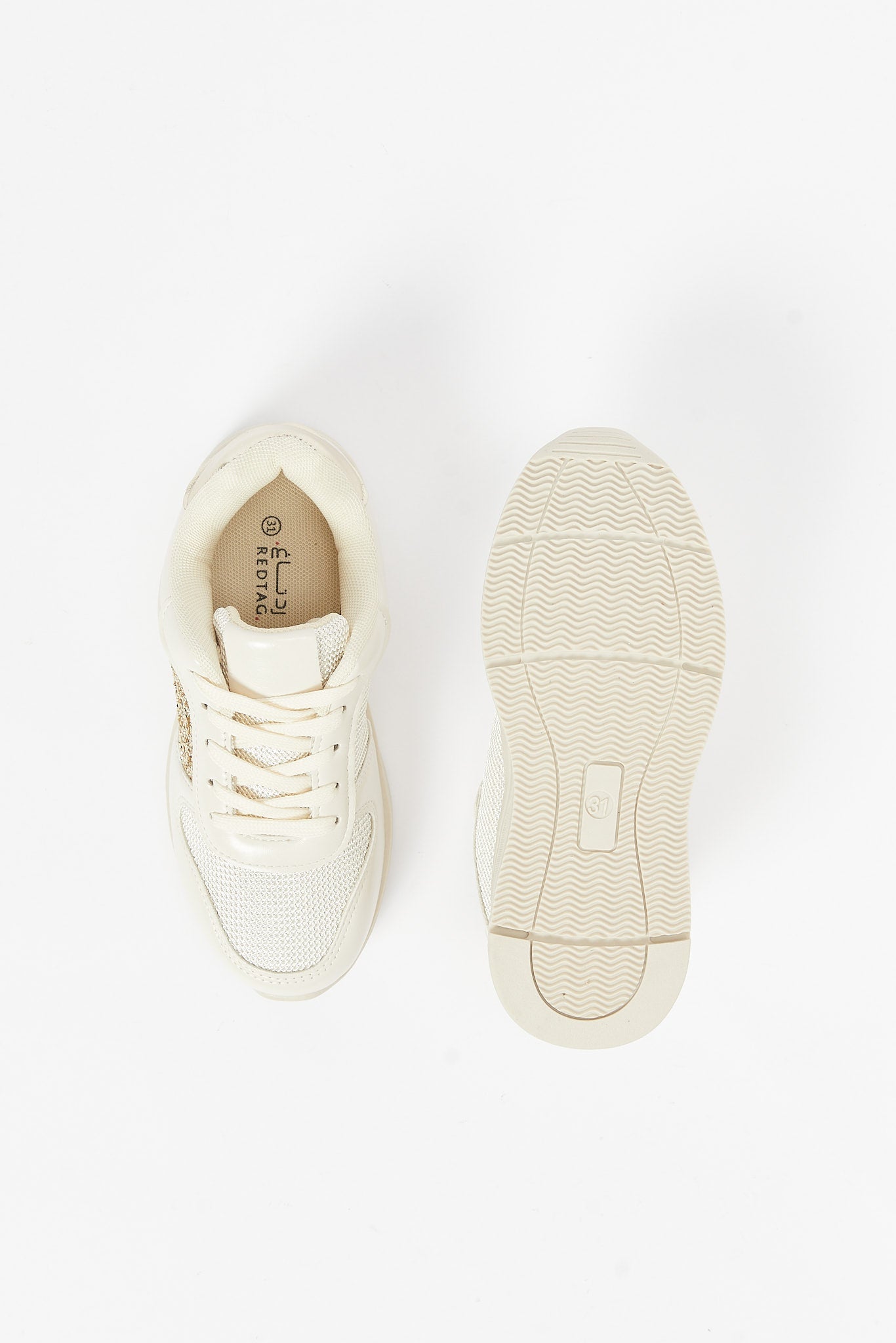 Redtag-Cream-Shimmery-Sneaker-Category:Shoes,-Colour:Cream,-Deals:New-In,-Filter:Girls-Footwear-(5-to-14-Yrs),-GSR-Trainers,-N/A,-New-In-GSR-FOO,-Non-Sale,-S23B,-Section:Girls-(0-to-14Yrs)-Senior-Girls-5 to 14 Years