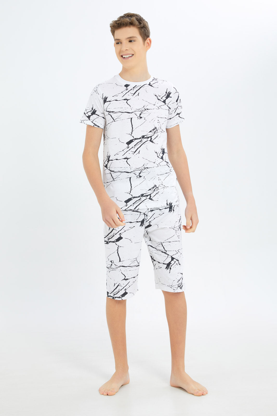 Redtag-Boys-White-Marble-Print-Nightsuit-BSR-Pyjama-Sets,-Category:Pyjama-Sets,-Colour:White,-Deals:New-In,-Dept:Boys,-Filter:Senior-Boys-(8-to-14-Yrs),-New-In-BSR-APL,-Non-Sale,-S23B,-Section:Boys-(0-to-14Yrs)-Senior-Boys-9 to 14 Years