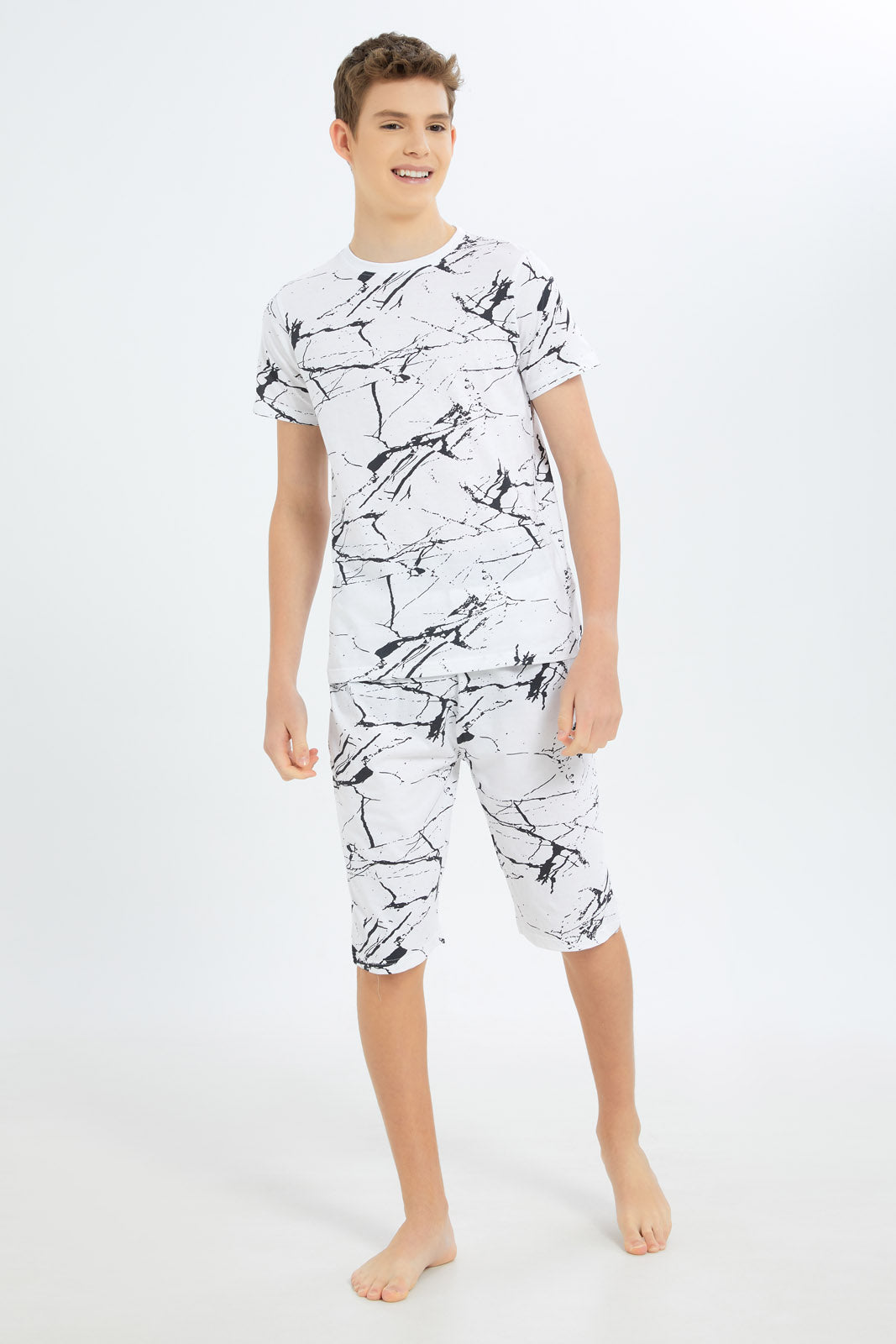 Redtag-Boys-White-Marble-Print-Nightsuit-BSR-Pyjama-Sets,-Category:Pyjama-Sets,-Colour:White,-Deals:New-In,-Dept:Boys,-Filter:Senior-Boys-(8-to-14-Yrs),-New-In-BSR-APL,-Non-Sale,-S23B,-Section:Boys-(0-to-14Yrs)-Senior-Boys-9 to 14 Years