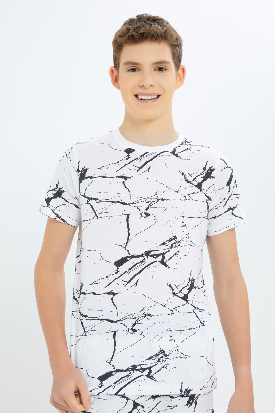 Redtag-Boys-White-Marble-Print-Nightsuit-BSR-Pyjama-Sets,-Category:Pyjama-Sets,-Colour:White,-Deals:New-In,-Dept:Boys,-Filter:Senior-Boys-(8-to-14-Yrs),-New-In-BSR-APL,-Non-Sale,-S23B,-Section:Boys-(0-to-14Yrs)-Senior-Boys-9 to 14 Years